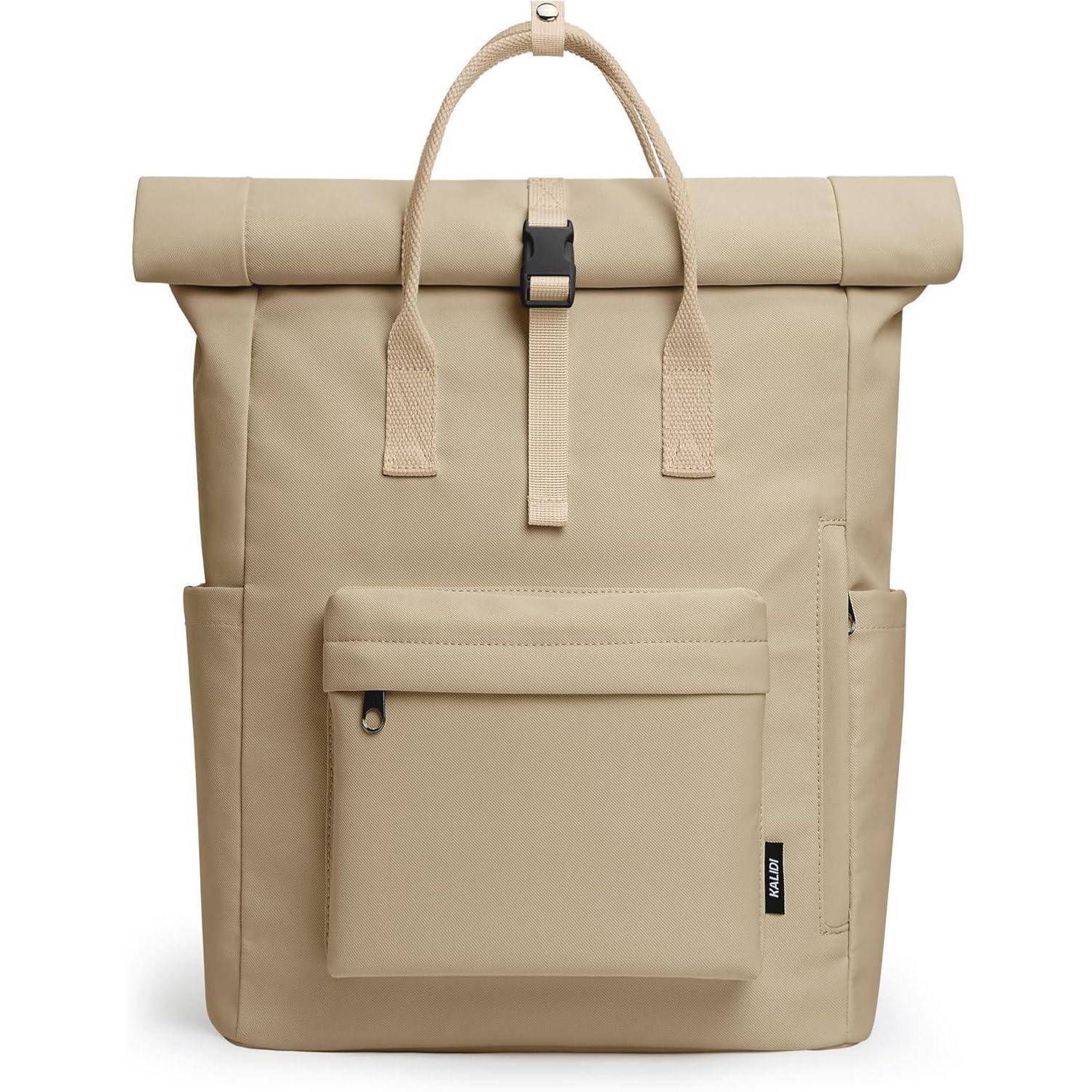 Rucksack Damen Herren Unisex Laptopfach Rolltop Wasserdicht Khaki