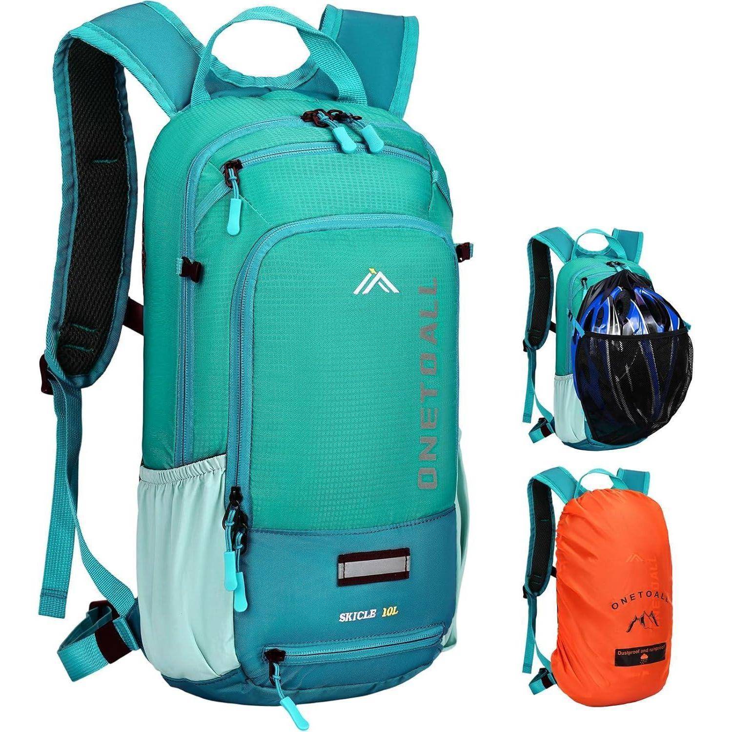 Fahrradrucksack 10L wasserdicht Helmnetz MTB Skirucksack Türkis