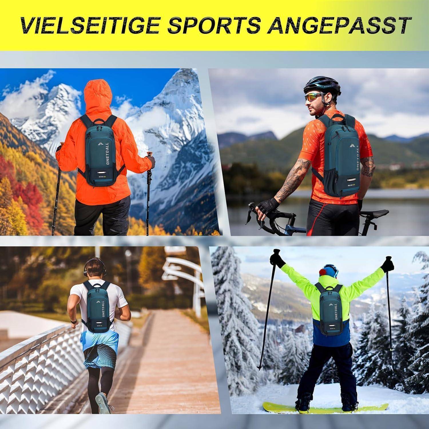 Fahrradrucksack MTB 10L Helmnetz Regenschutz Wasserdicht Blau