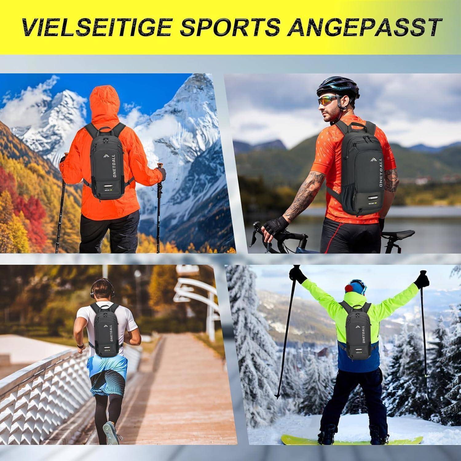 Fahrradrucksack 10L MTB Helmnetz Regenschutz Damen Grau mit Trinkblase