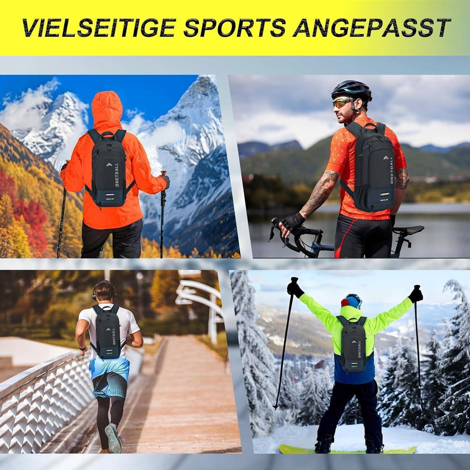 Fahrradrucksack Regenschutz Helmnetz MTB 10L Blaugrau mit Trinkblase