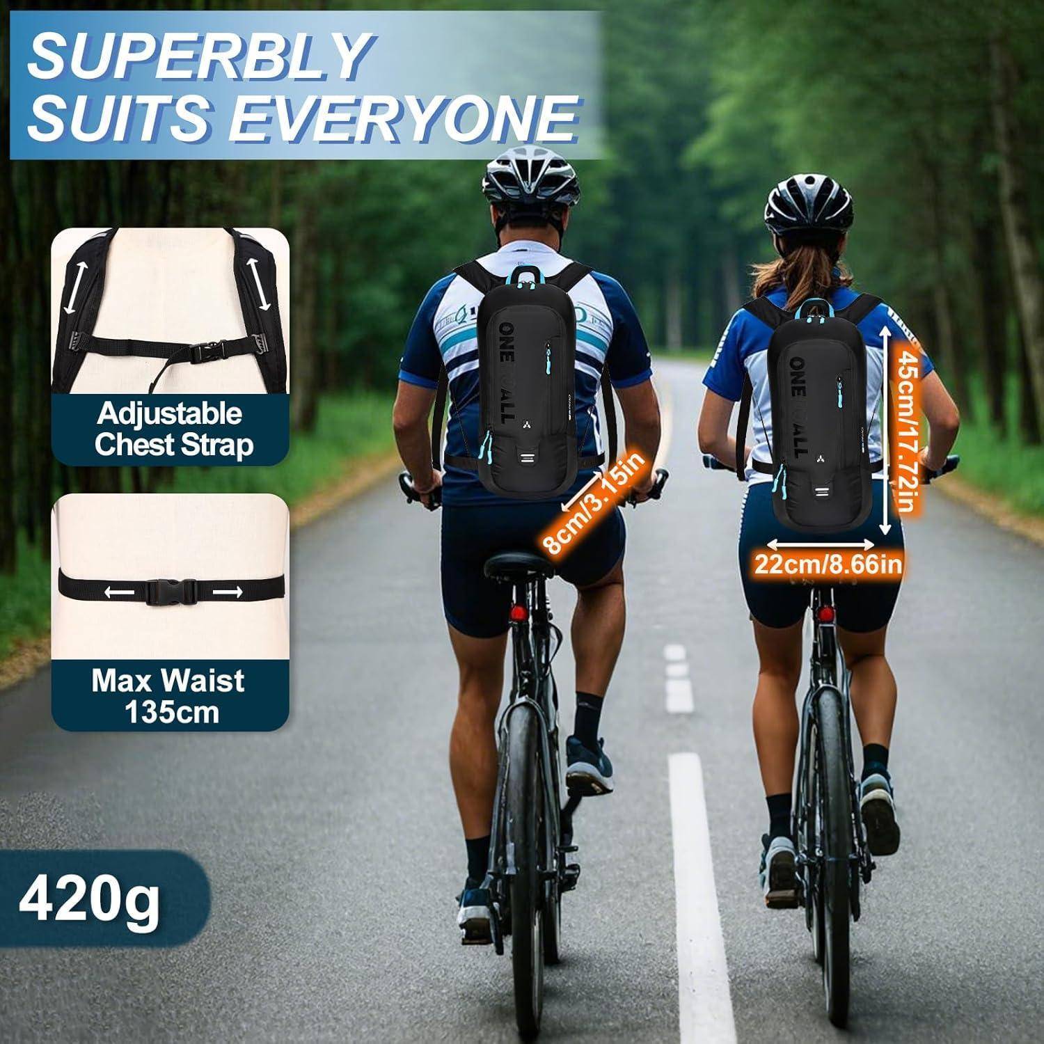 Fahrradrucksack Trinkrucksack Wasserdicht Schwarz 6l mit Regenschutz