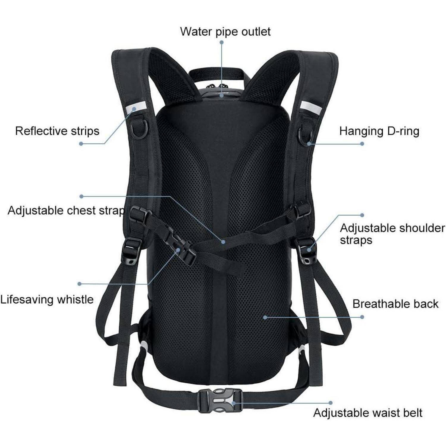 Fahrradrucksack Trinkrucksack Schwarz 10l mit Regenschutz