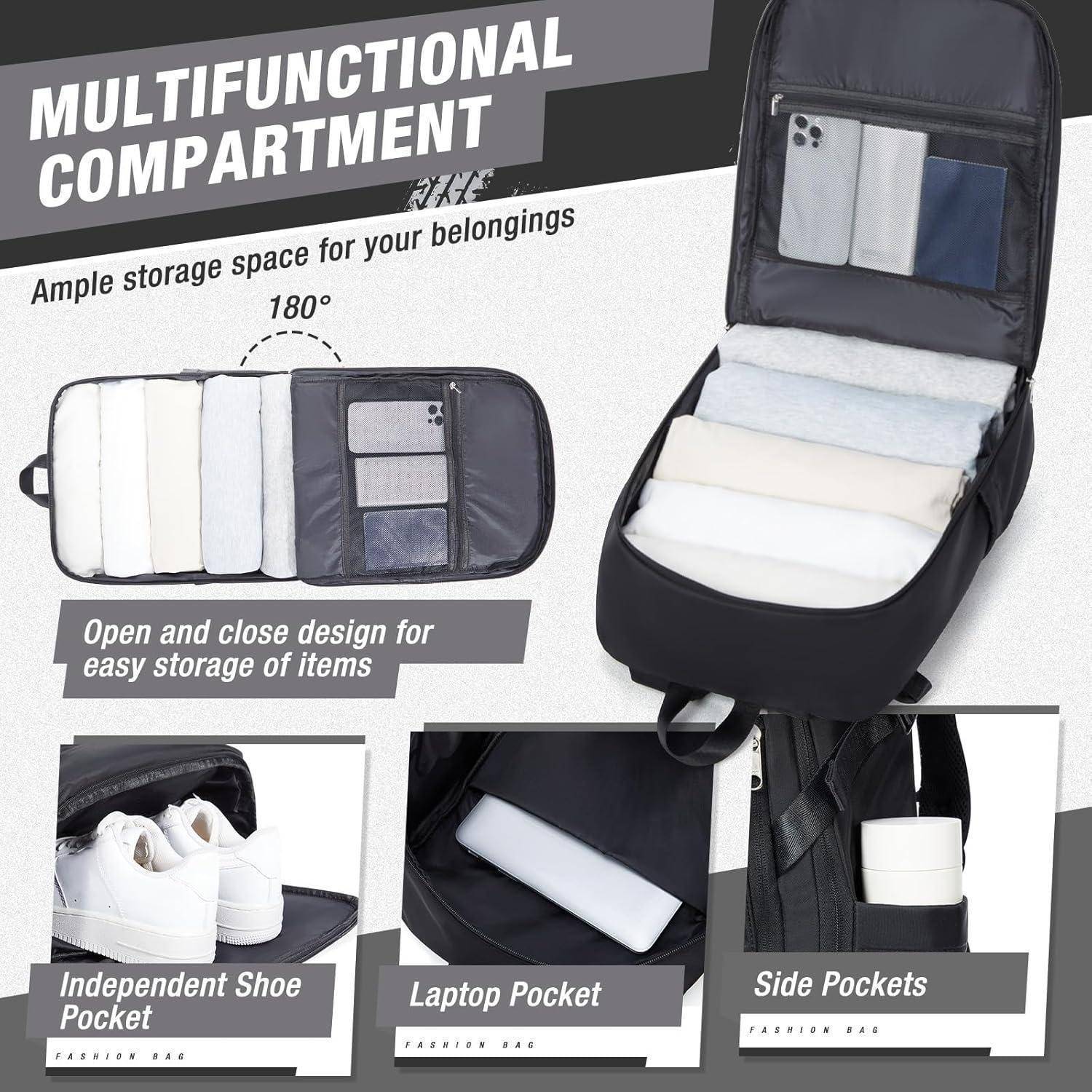 Motorradrucksack Helmrucksack Laptop15.6 Schuhfach Schwarz I-schwarz L