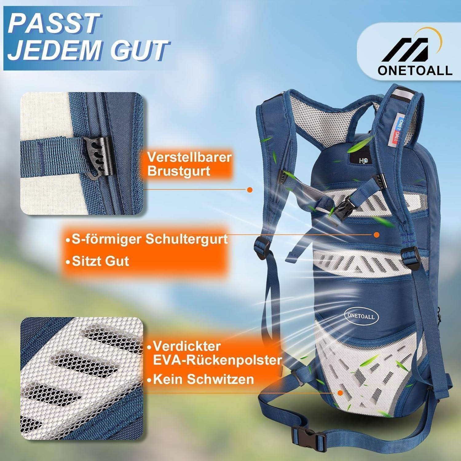 Fahrradrucksack 6L 10L Trinkrucksack Wasserdicht Radsport Dunkelgblau