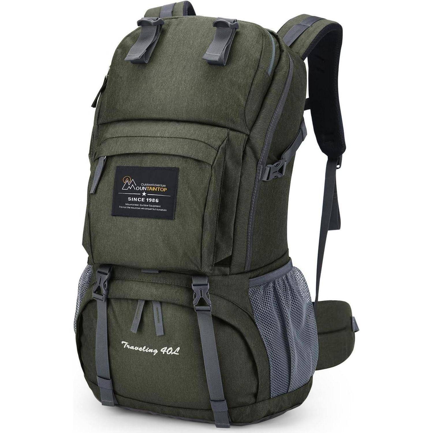 Wanderrucksack Herren Damen Trekking Backpacking 40 Liter Grau Grün