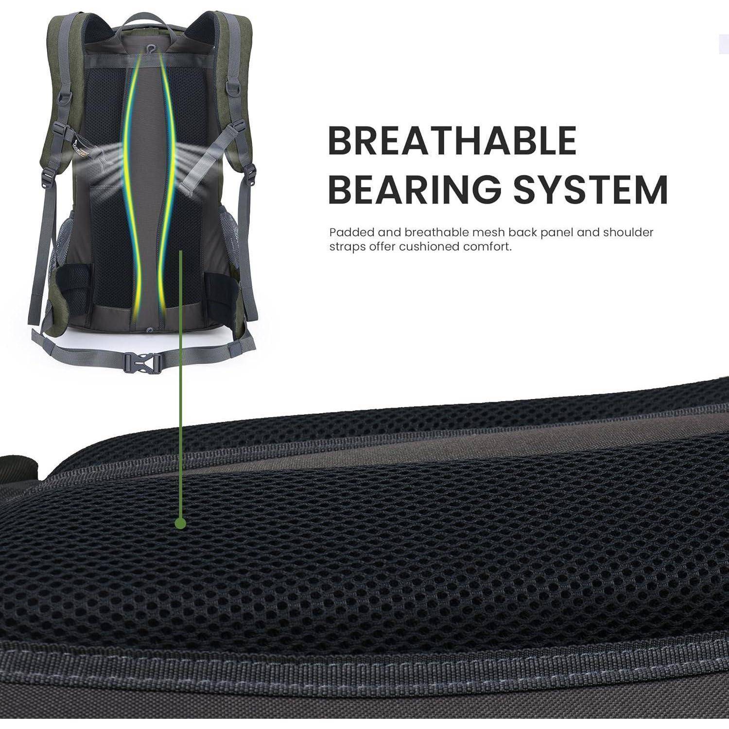 Wanderrucksack Herren Damen Trekking Backpacking 40 Liter Grau Grün