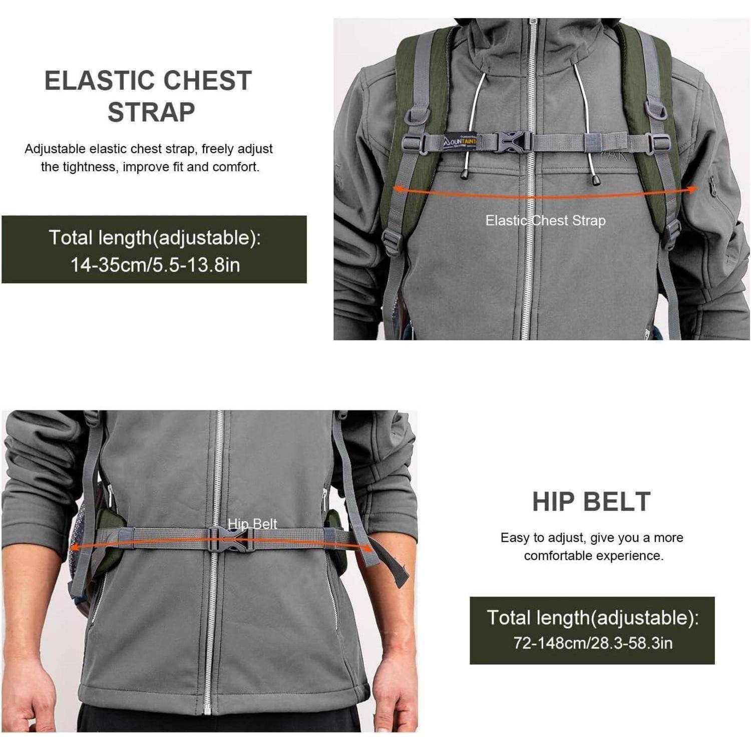 Wanderrucksack Herren Damen Trekking Backpacking 40 Liter Grau Grün