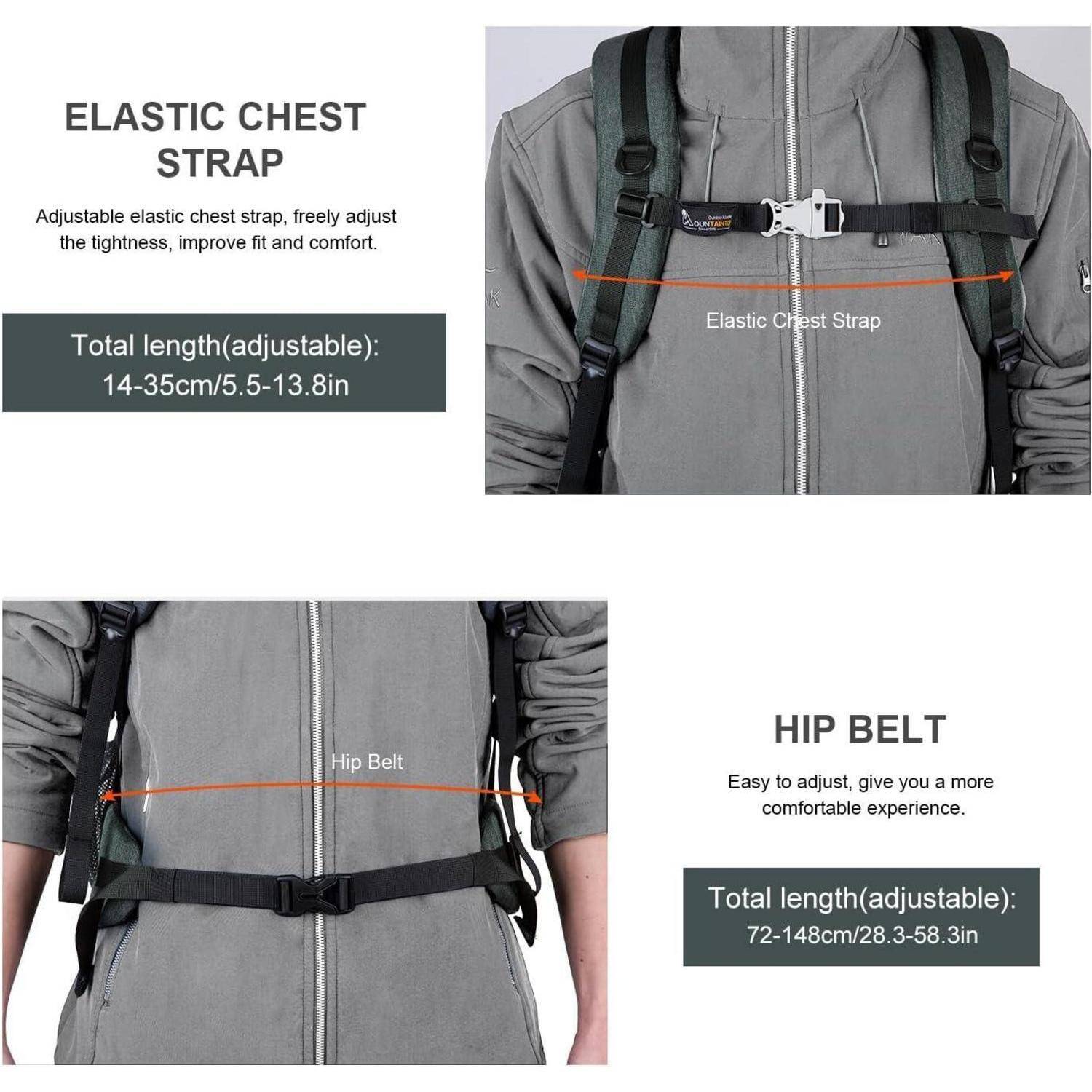 Wanderrucksack Trekkingrucksack Herren Damen 40 Liter Dunkelgrau