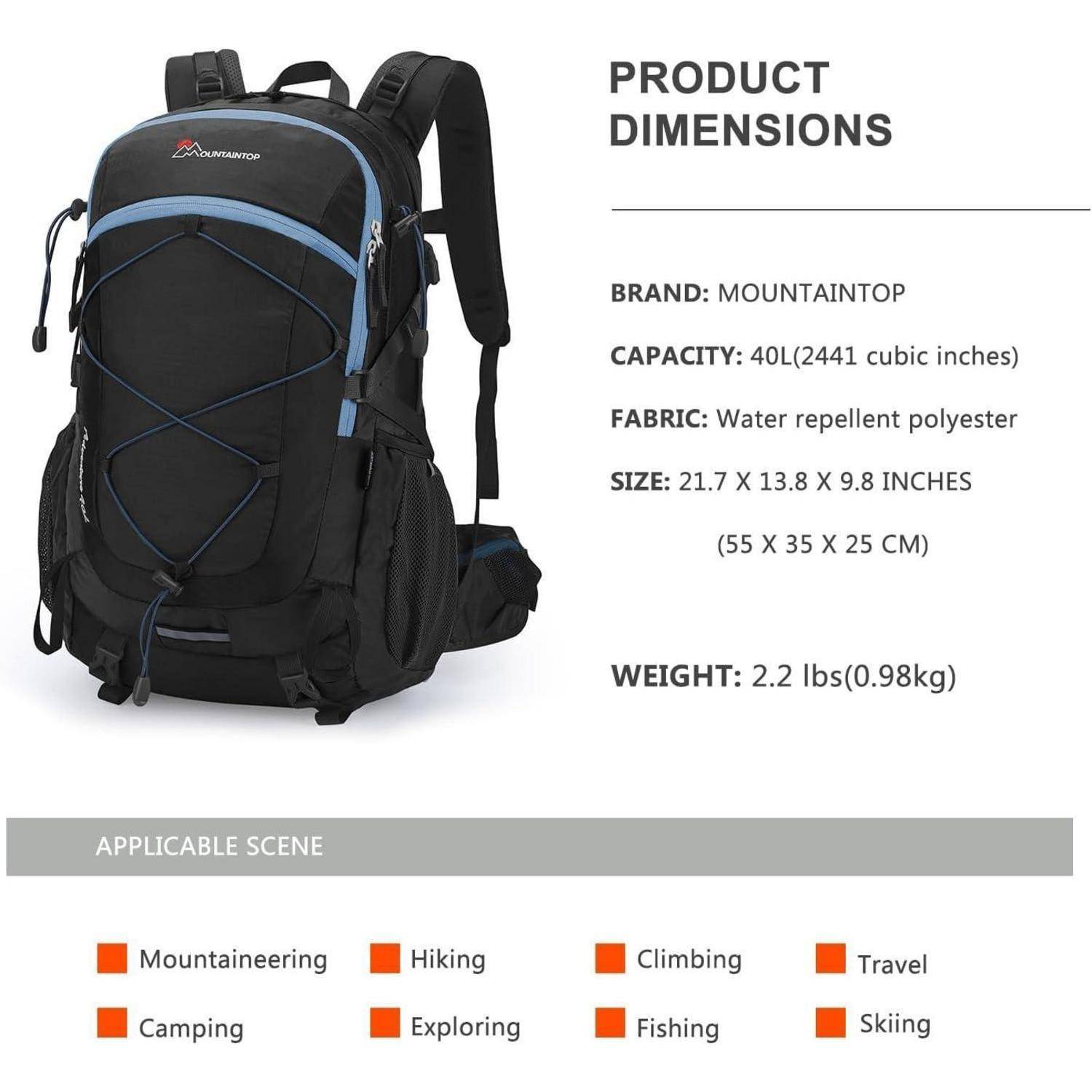 Wanderrucksack 25L Herren Damen Camping Wandern 40l schwarz Blau