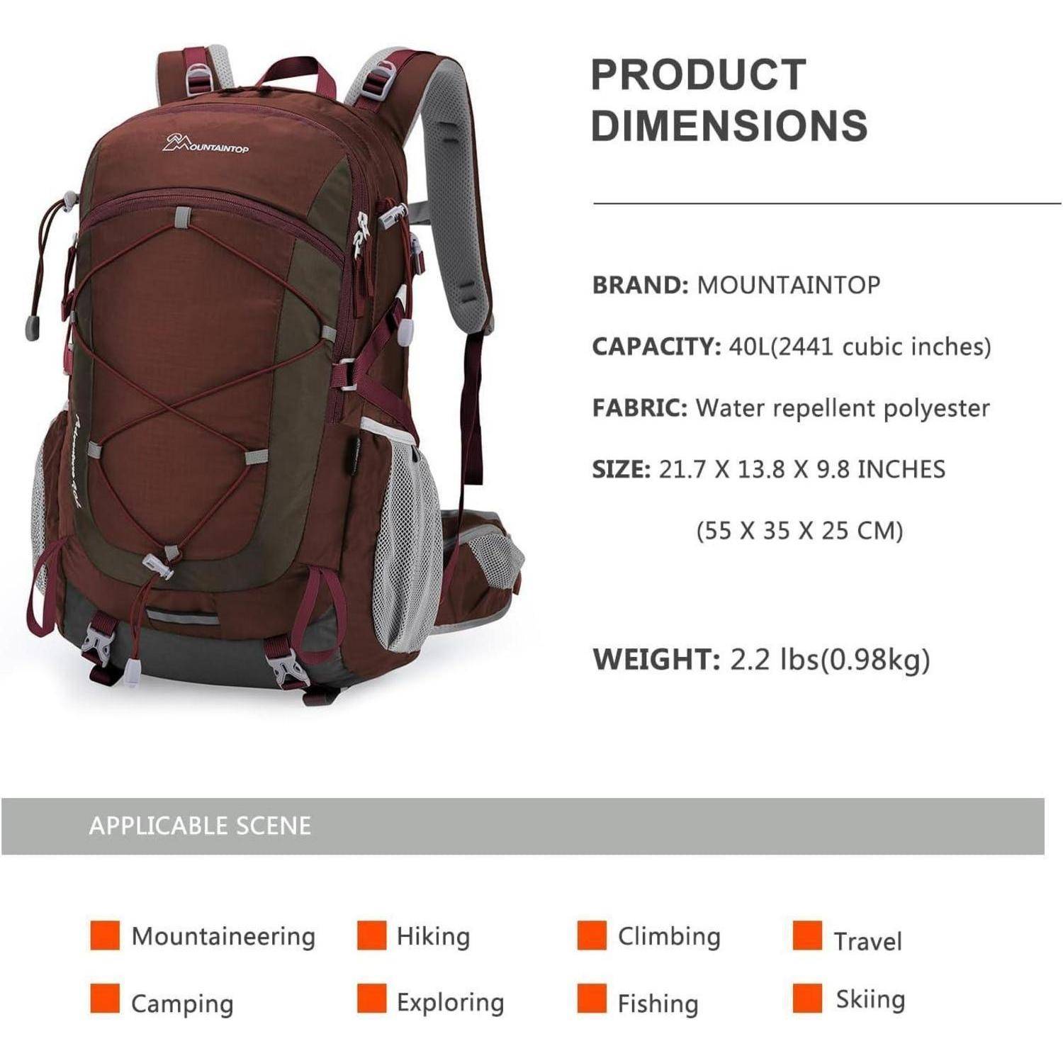 Wanderrucksack 25L 40L Herren Damen Trekking Wandern 40l-granatrot