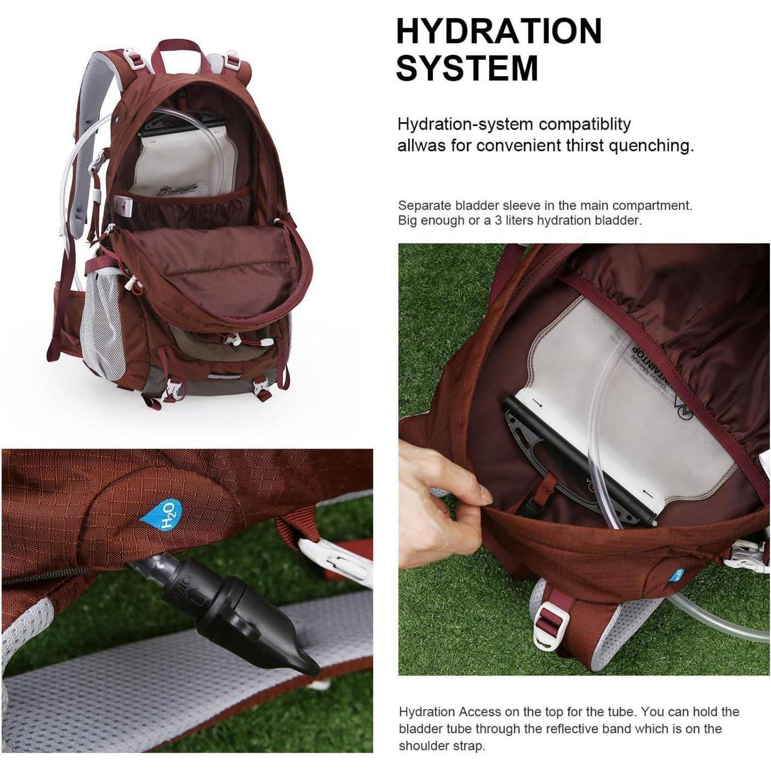 Wanderrucksack 25L 40L Herren Damen Trekking Wandern 40l-granatrot