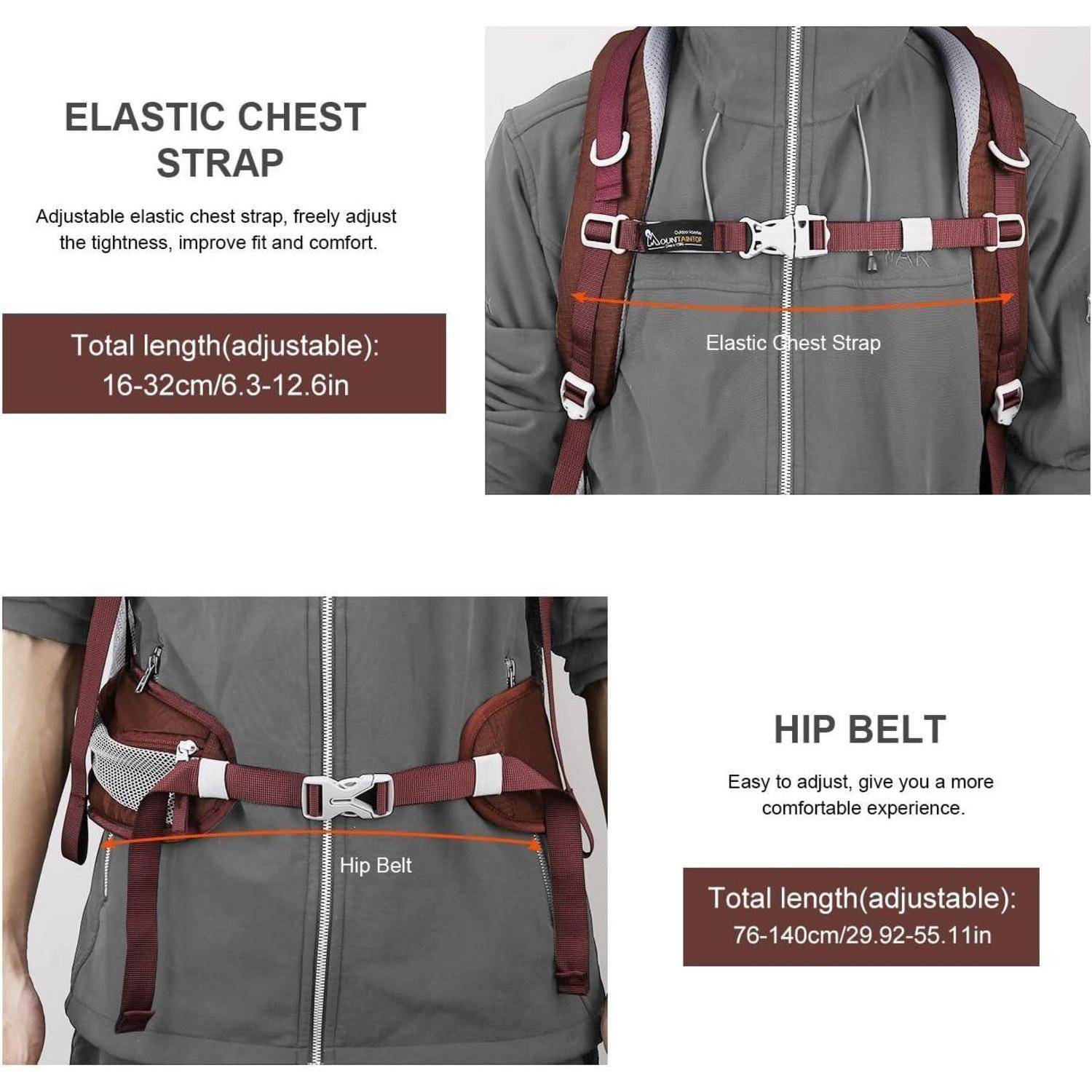 Wanderrucksack 25L 40L Herren Damen Trekking Wandern 40l-granatrot