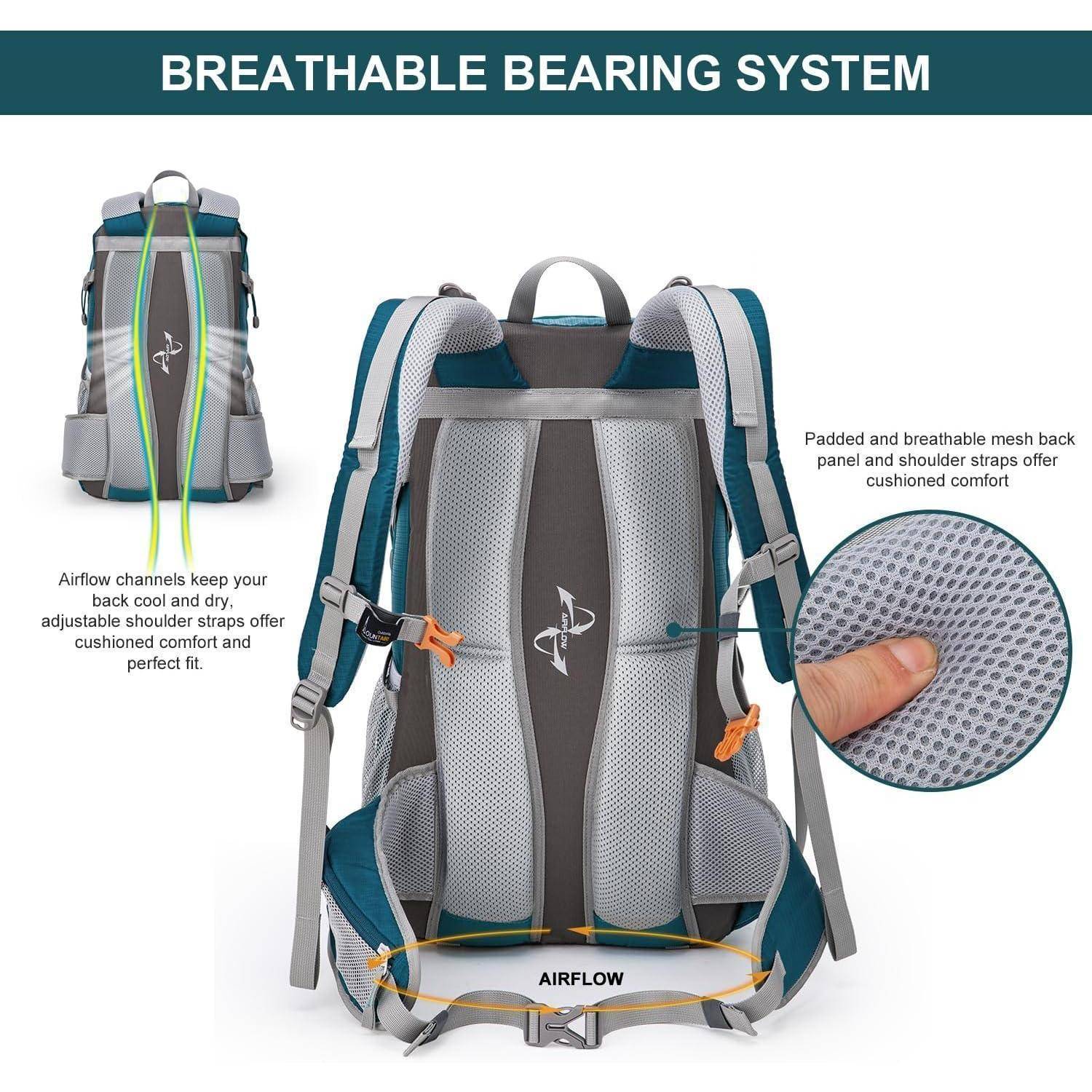 Rucksack mit atmungsaktivem Tragesystem und Luftkanälen. Ausgestattet mit verstellbaren gepolsterten Schulterträgern und atmungsaktiver Netzrückenpartie für maximalen Tragekomfort.