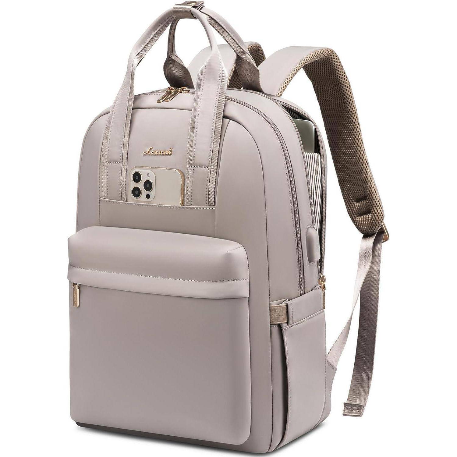Rucksack Damen 15 6 Zoll Laptopfach wasserdicht 15.6 Zoll A-taro Grau