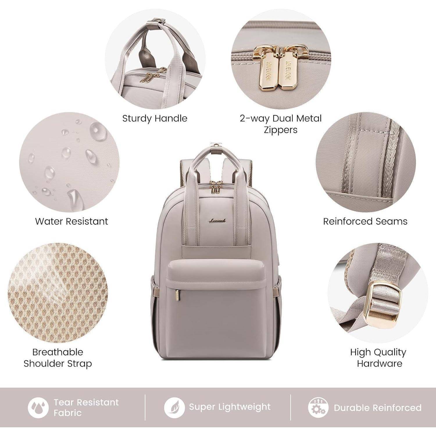 Rucksack Damen 15 6 Zoll Laptopfach wasserdicht 15.6 Zoll A-taro Grau