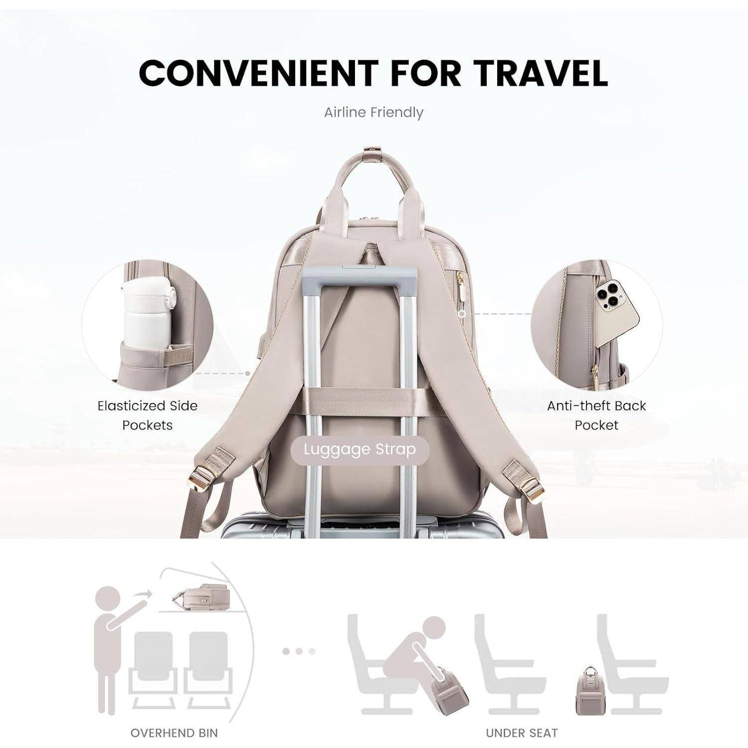 Rucksack Damen 15 6 Zoll Laptopfach wasserdicht 15.6 Zoll A-taro Grau