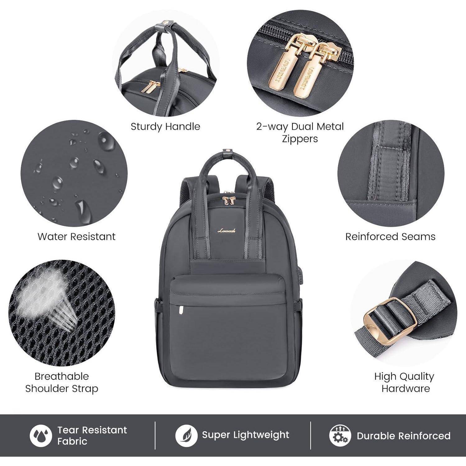 Laptoprucksack Damen USB Ladeanschluss 15.6 Zoll Dunkelgrau