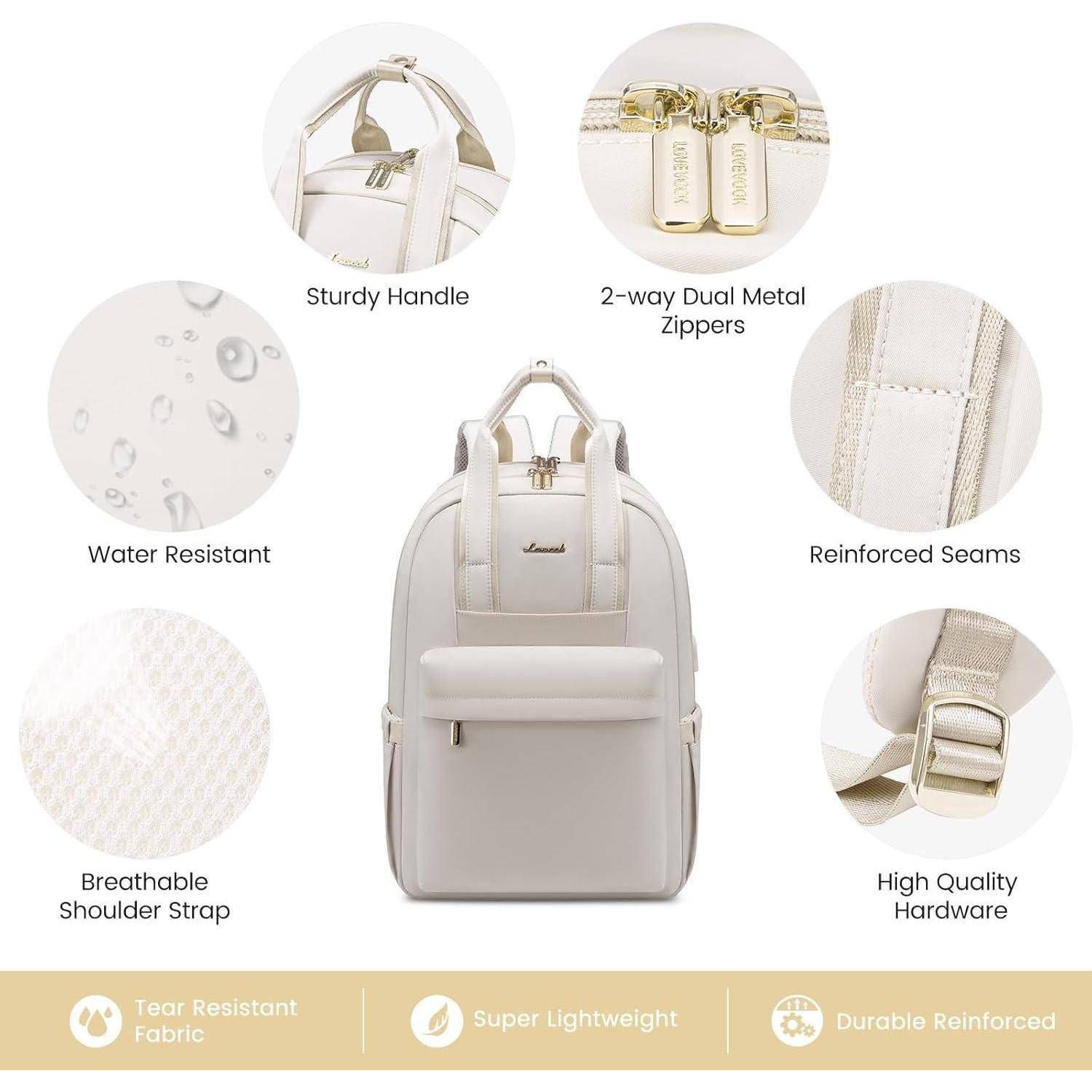 Rucksack mit verstärkten Nähten, leichtem und wasserabweisendem Stoff, robustem Griff, Doppelreißverschlüssen und atmungsaktiven Schultergurten.