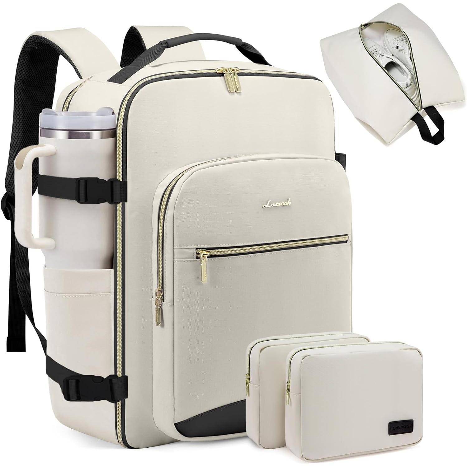 Rucksack Handgepäck 40L Wasserdicht Laptop 17Zoll M Beige+schwarz