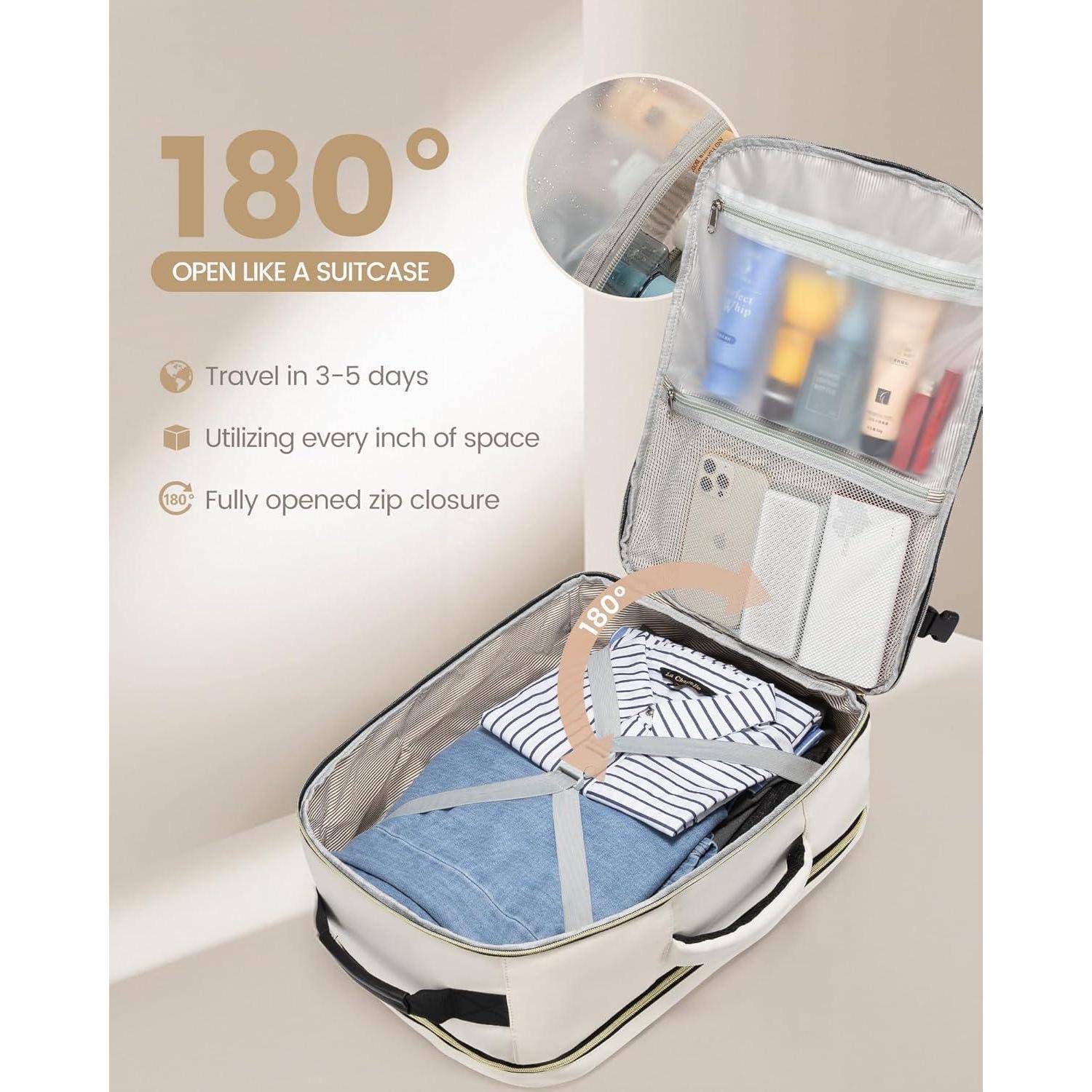 Rucksack Handgepäck 40L Wasserdicht Laptop 17Zoll M Beige+schwarz