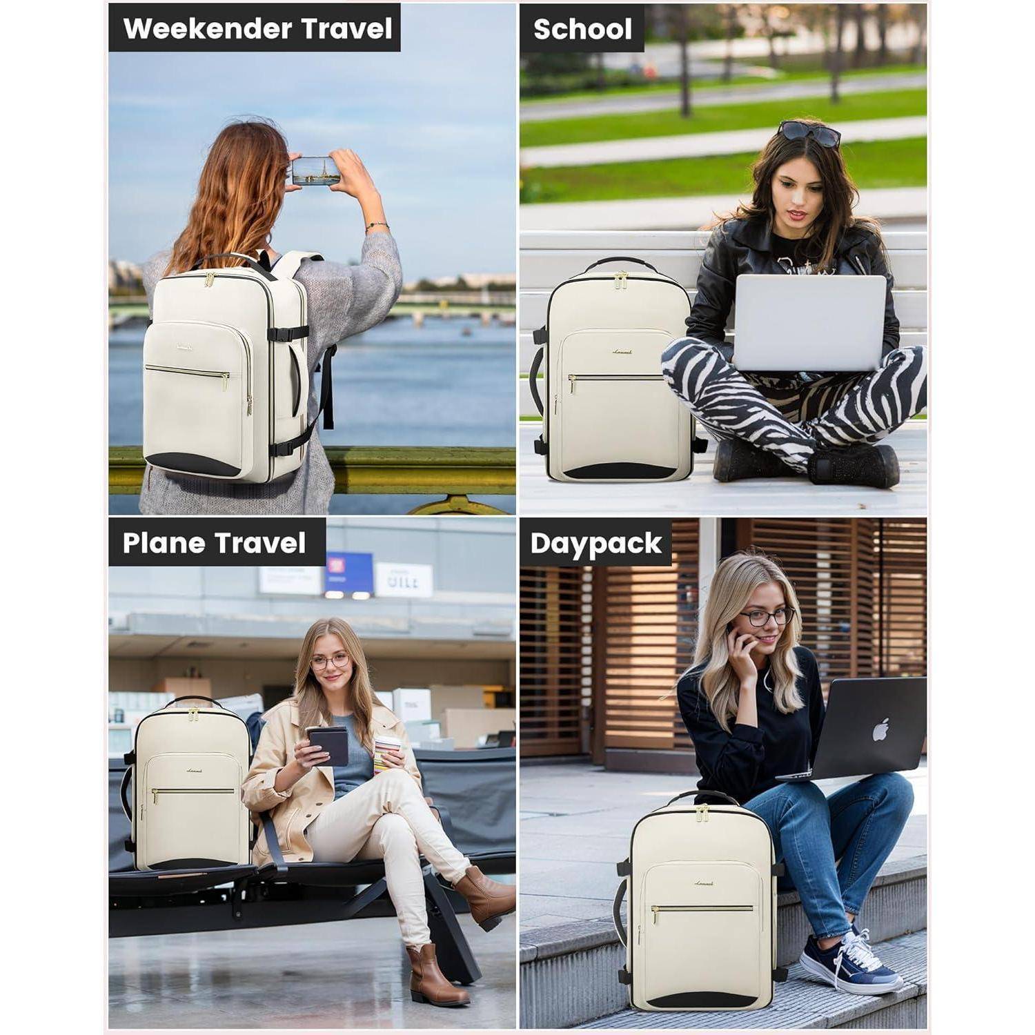 Rucksack Handgepäck 40L Wasserdicht Laptop 17Zoll M Beige+schwarz