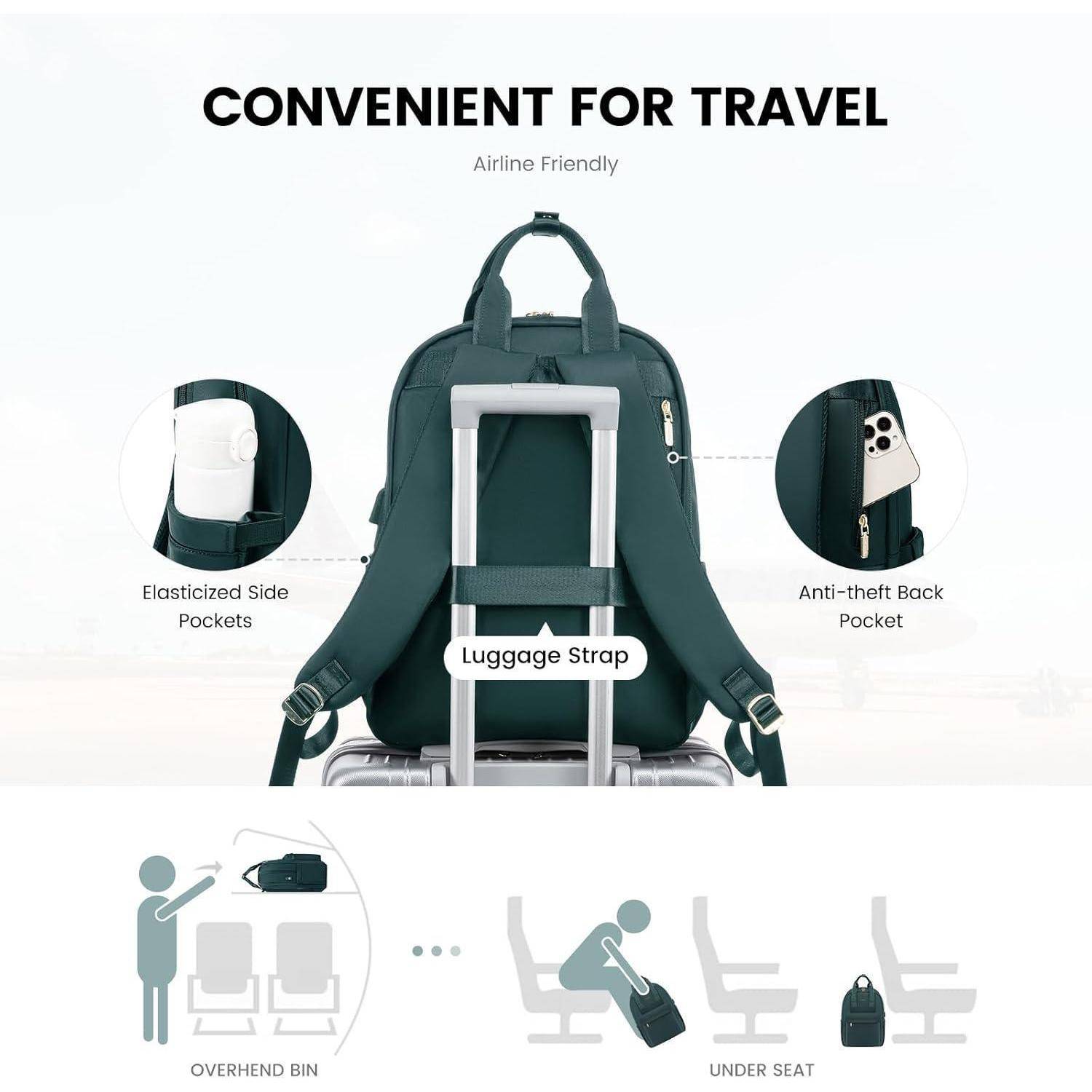 Praktisch für Reisen: Rucksack, der am Gepäck befestigt gezeigt wird, mit elastischen Seitentaschen, diebstahlsicherer Rückentasche, passt in Gepäckablagen oder unter den Sitz.