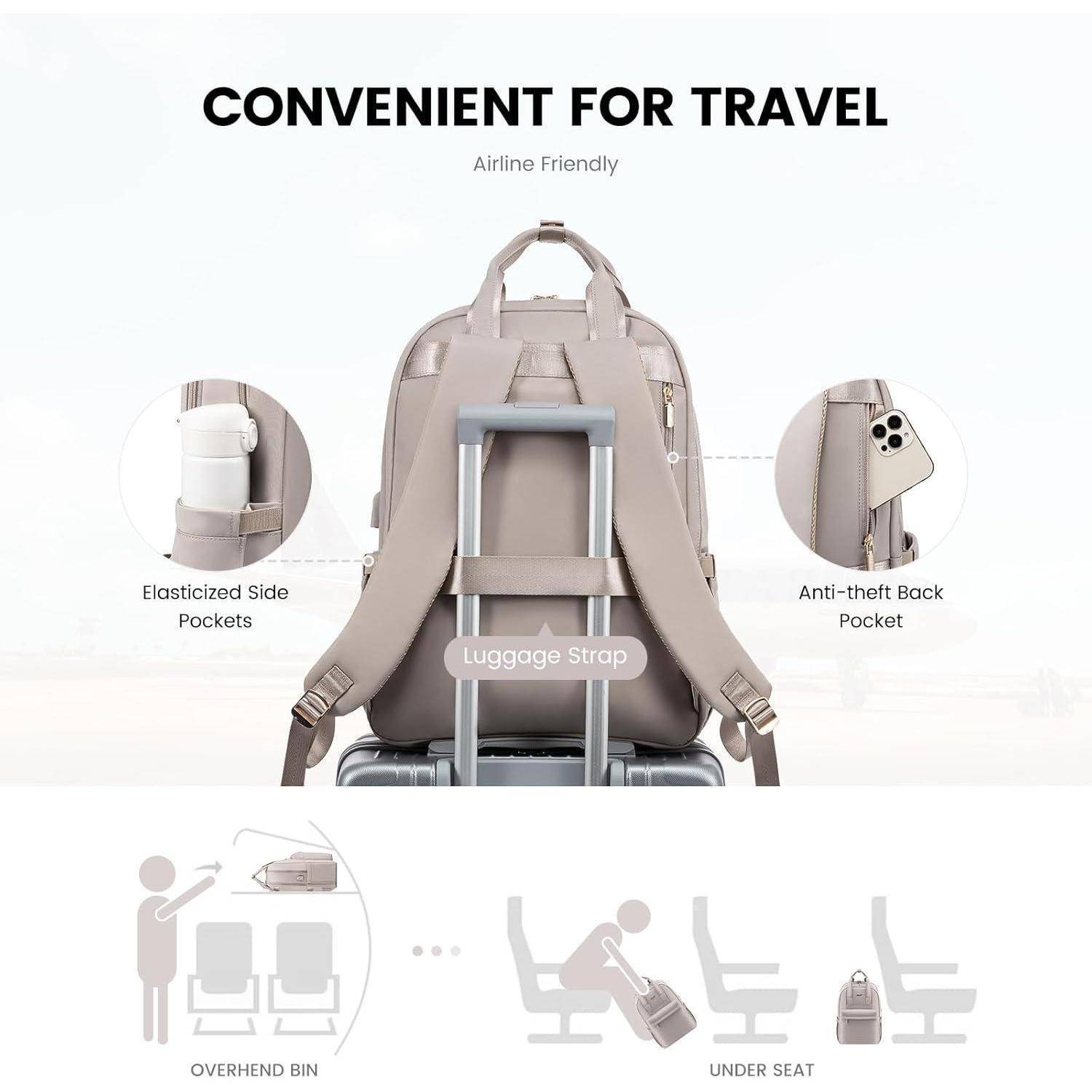 Rucksack mit Gepäckgurt zeigt folgende Eigenschaften: elastische Seitentaschen, diebstahlsichere Rückentasche. Geeignet für Gepäckablagen und unter dem Sitz.