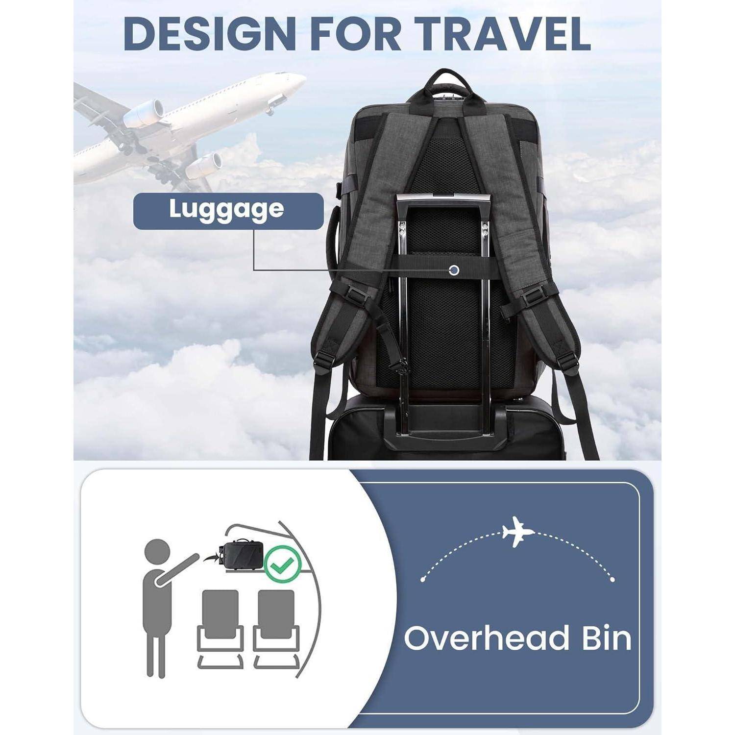 Rucksack Handgepäck Flugzeug Business Laptop Herren 18 Zoll 1-grau