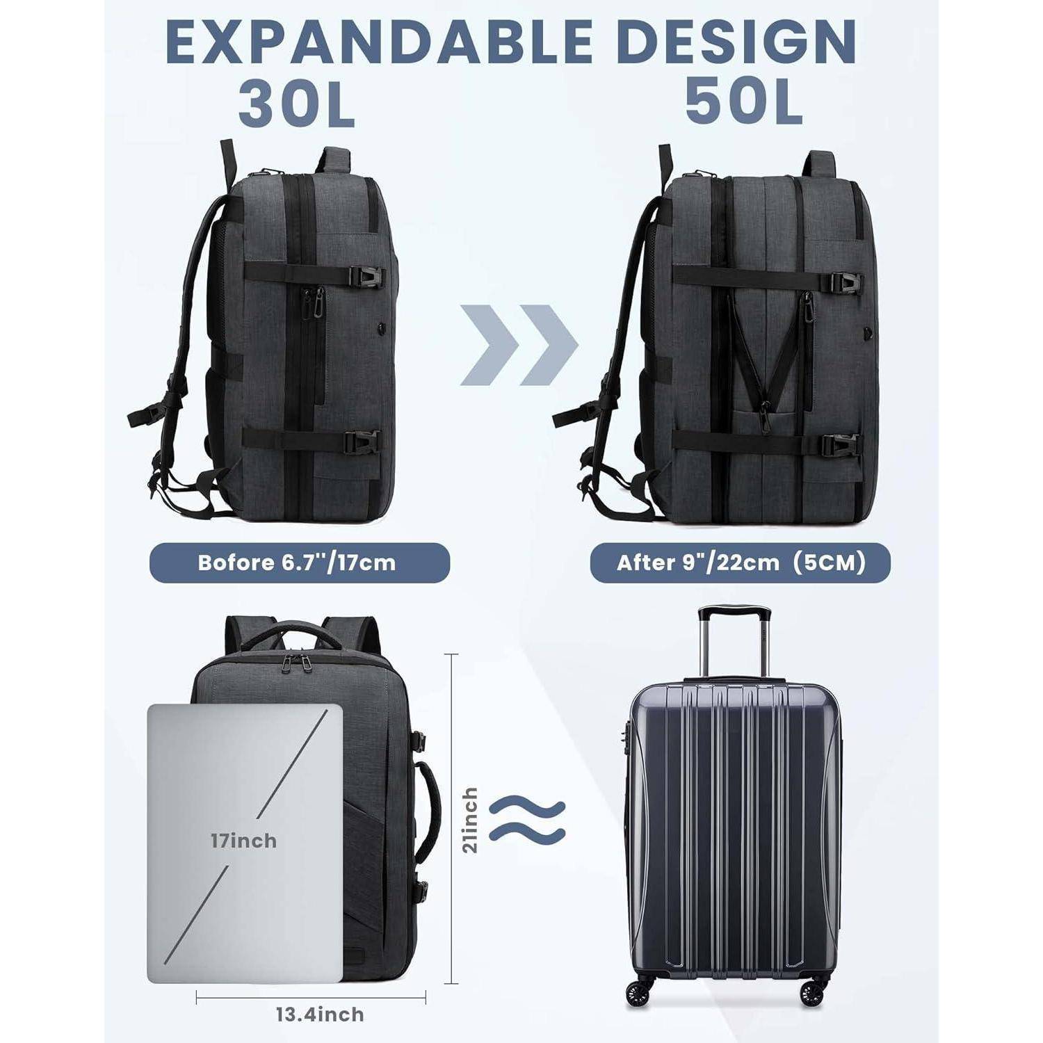 Rucksack Handgepäck Flugzeug Business Laptop Herren 18 Zoll 1-grau