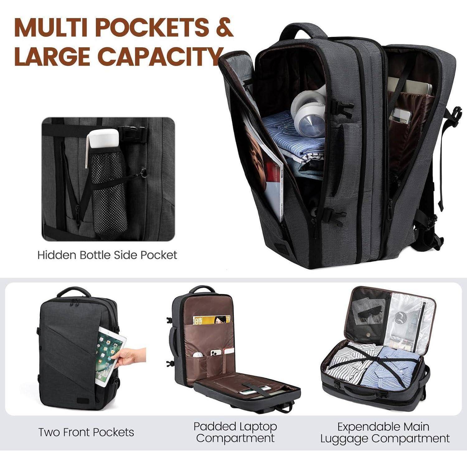 Rucksack Handgepäck Flugzeug 40L Laptop 17 Zoll 17,3 Zoll 2-grau