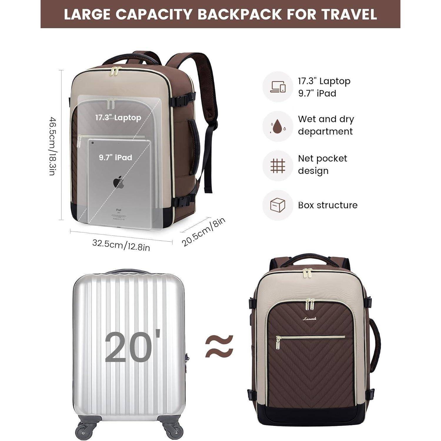 Handgepäck Tasche Laptop 17.3 zoll Dunkelkaffee Aprikose Schwarz