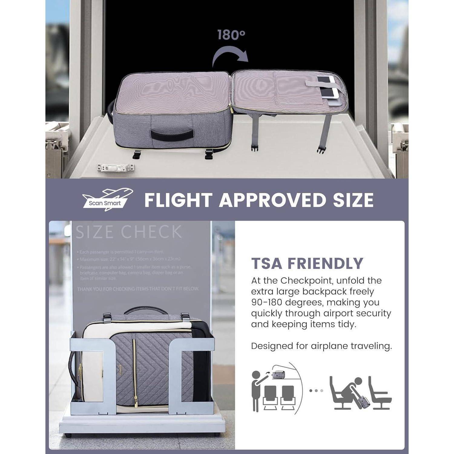 Rucksack Reiserucksack Damen Laptop 17.3 zoll Grau Weiß Schwarz