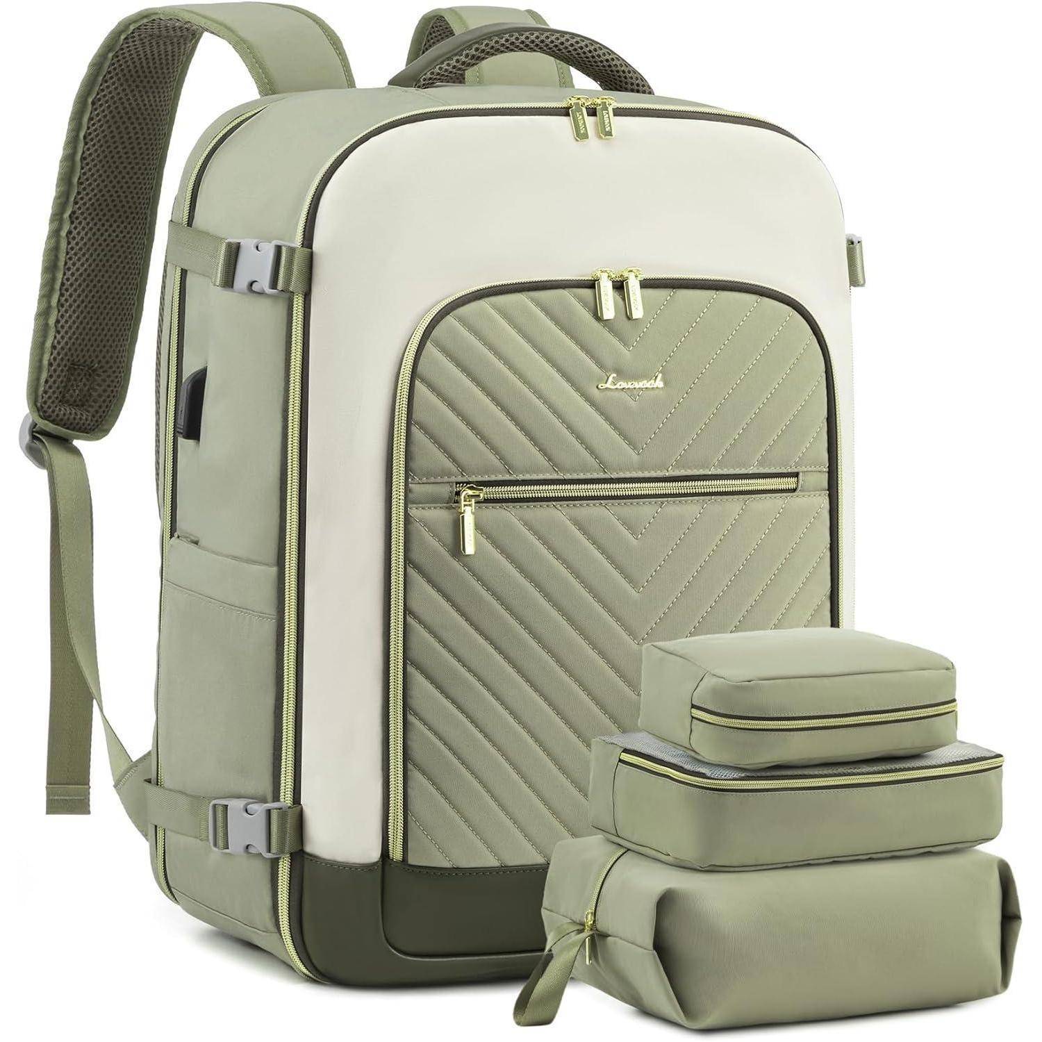 Rucksack Damen Handgepäck Laptop 17.3 zoll Hellgrün Beige