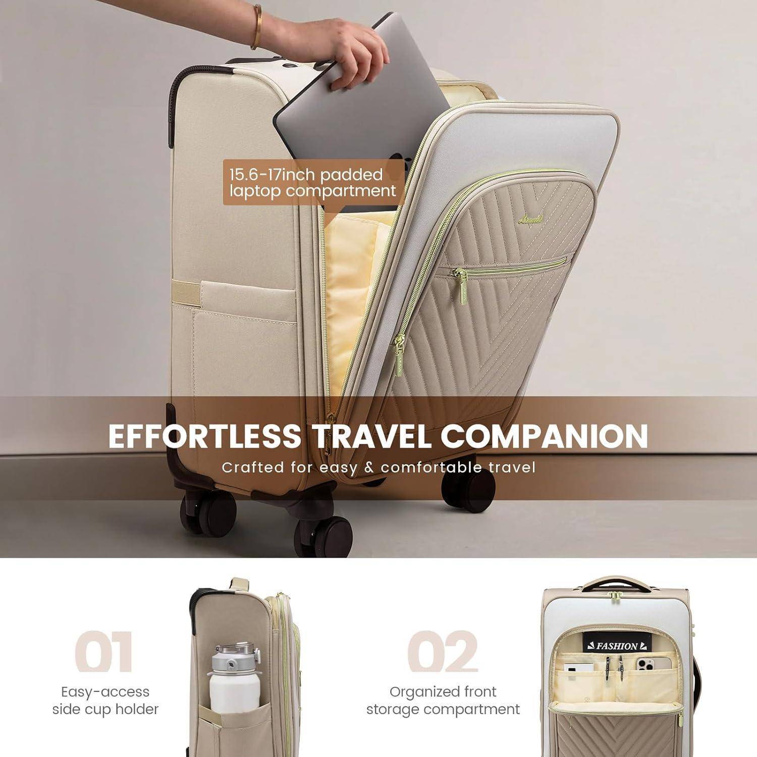 Koffer Handgepäck 17Zoll Laptop Weichschale 20 zoll-Koffer Beige Khaki