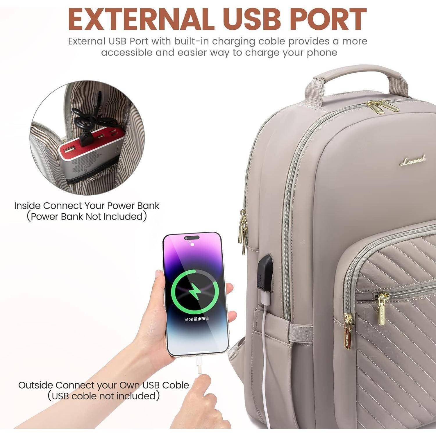 Rucksack Damen Laptoptasche 15 6 Zoll Wasserdicht 15.6 zoll Taro-grau