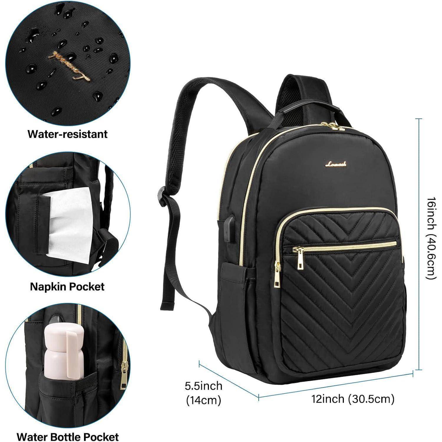 Rucksack Laptop 14 Zoll Laptopfach Schwarz Damen 14 Zoll A-schwarz