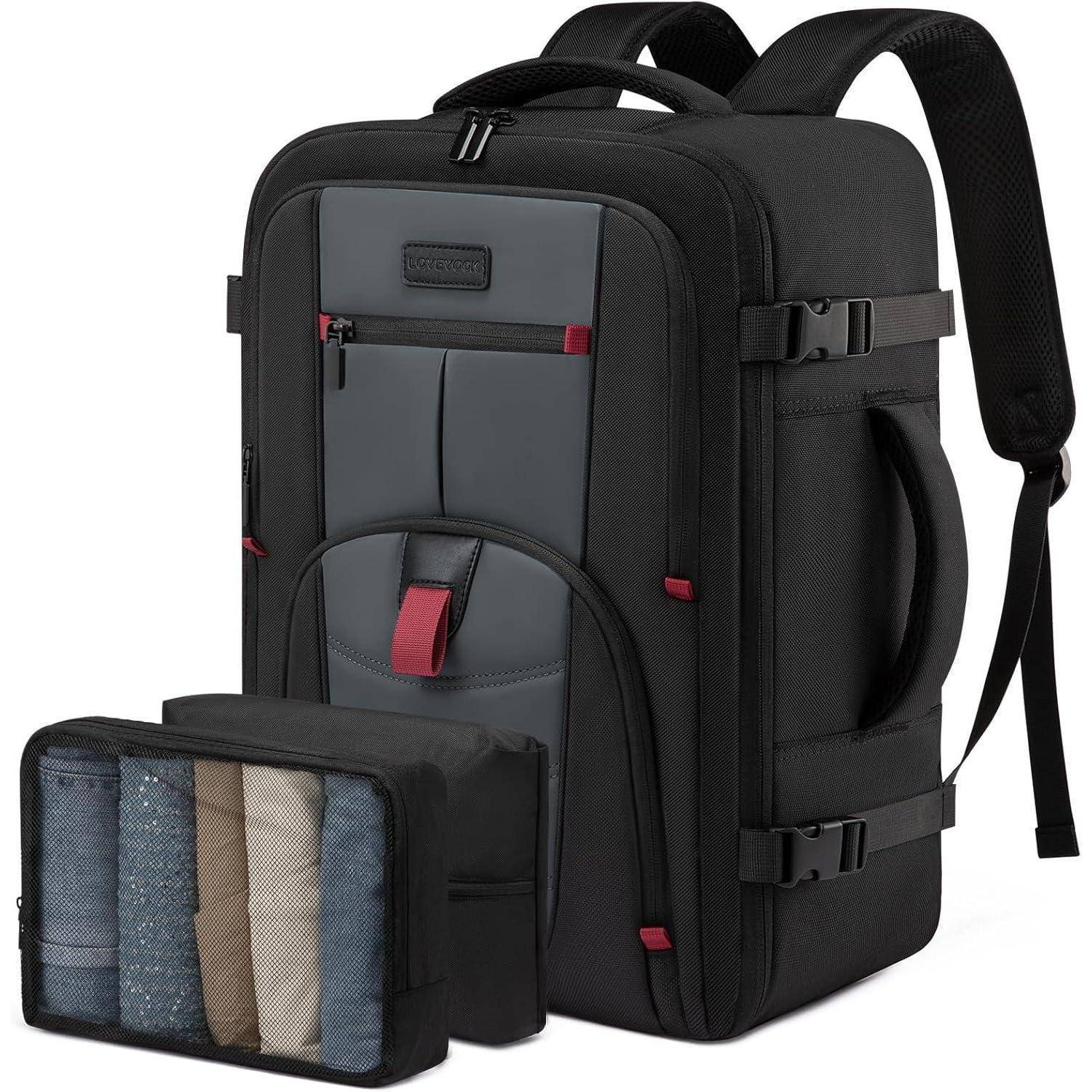 Rucksack Handgepäck Herren 15 6 Zoll Schwarz-grau L (45 x 32 x 20 cm)