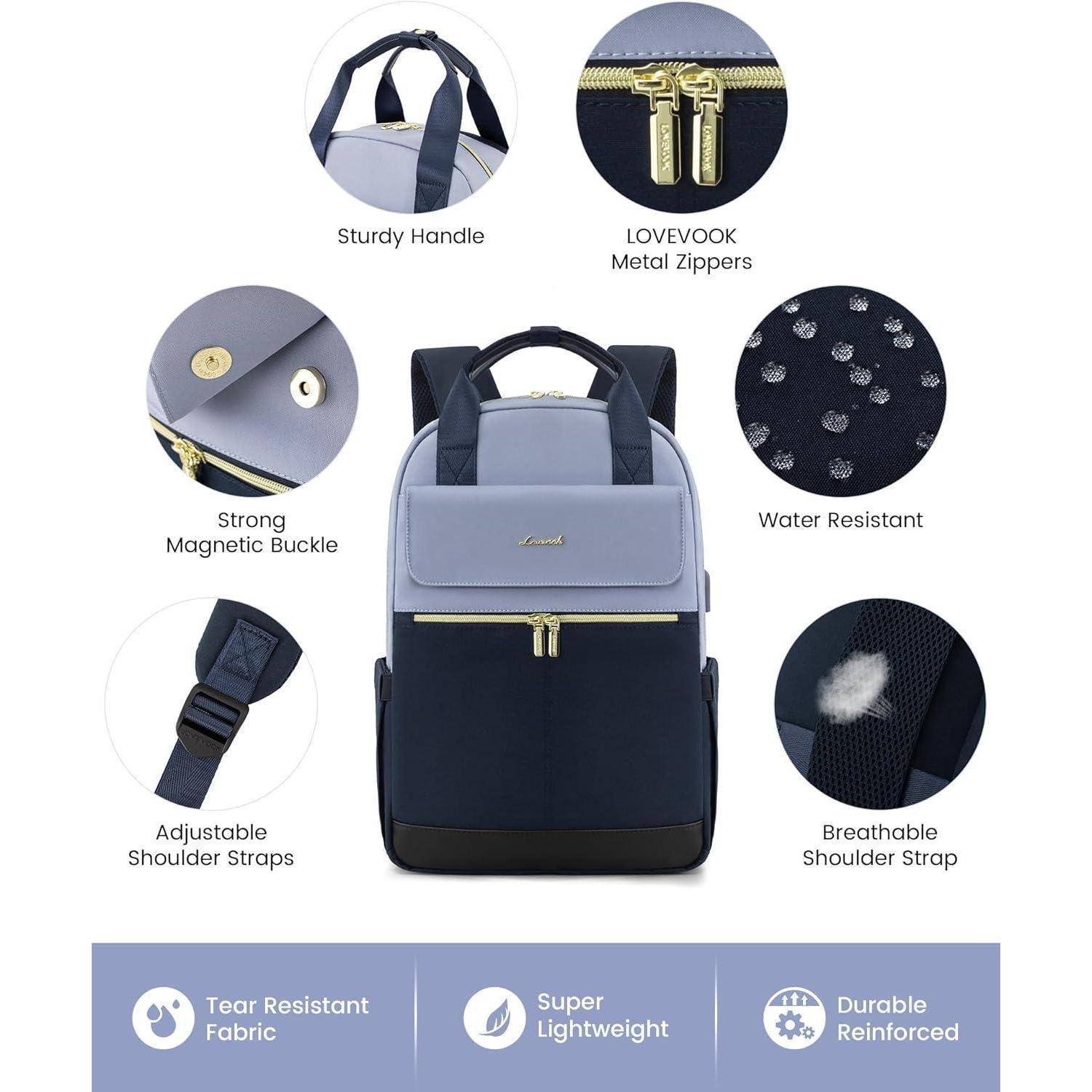 Ein stilvoller Rucksack mit robustem Griff, magnetischer Schnalle, wasserabweisender Stoff, verstellbaren und atmungsaktiven Trägern sowie strapazierfähigen Reißverschlüssen.