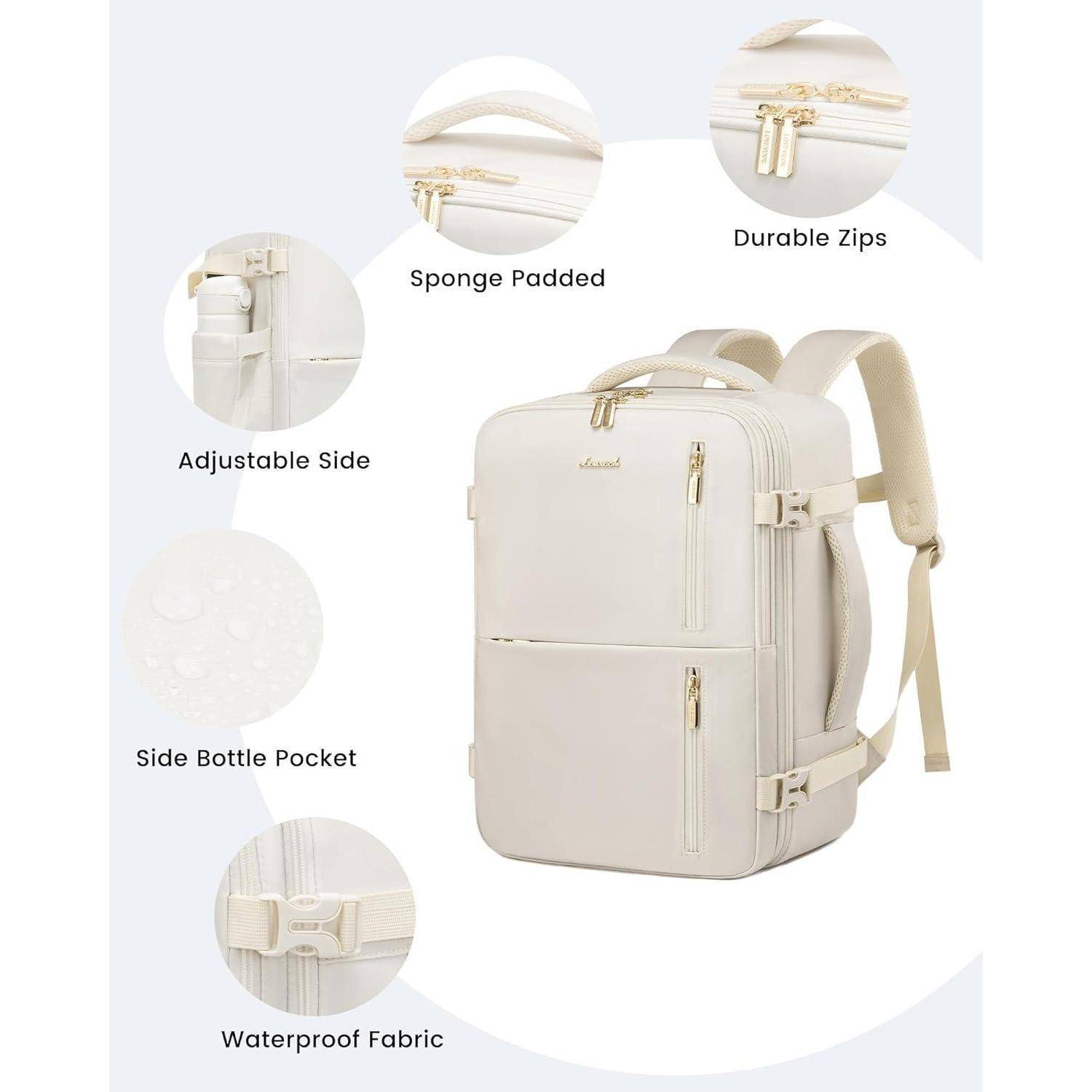 Reiserucksack Handgepäck Flugzeug 40 x 20 x 25 cm (14 Zoll) Beige