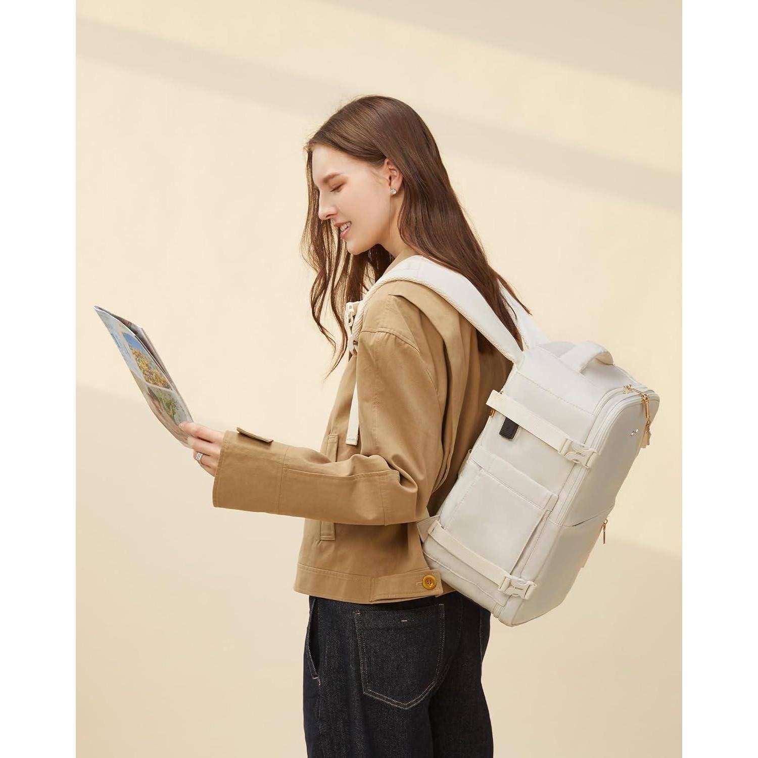 Reiserucksack Handgepäck Flugzeug 40 x 20 x 25 cm (14 Zoll) Beige