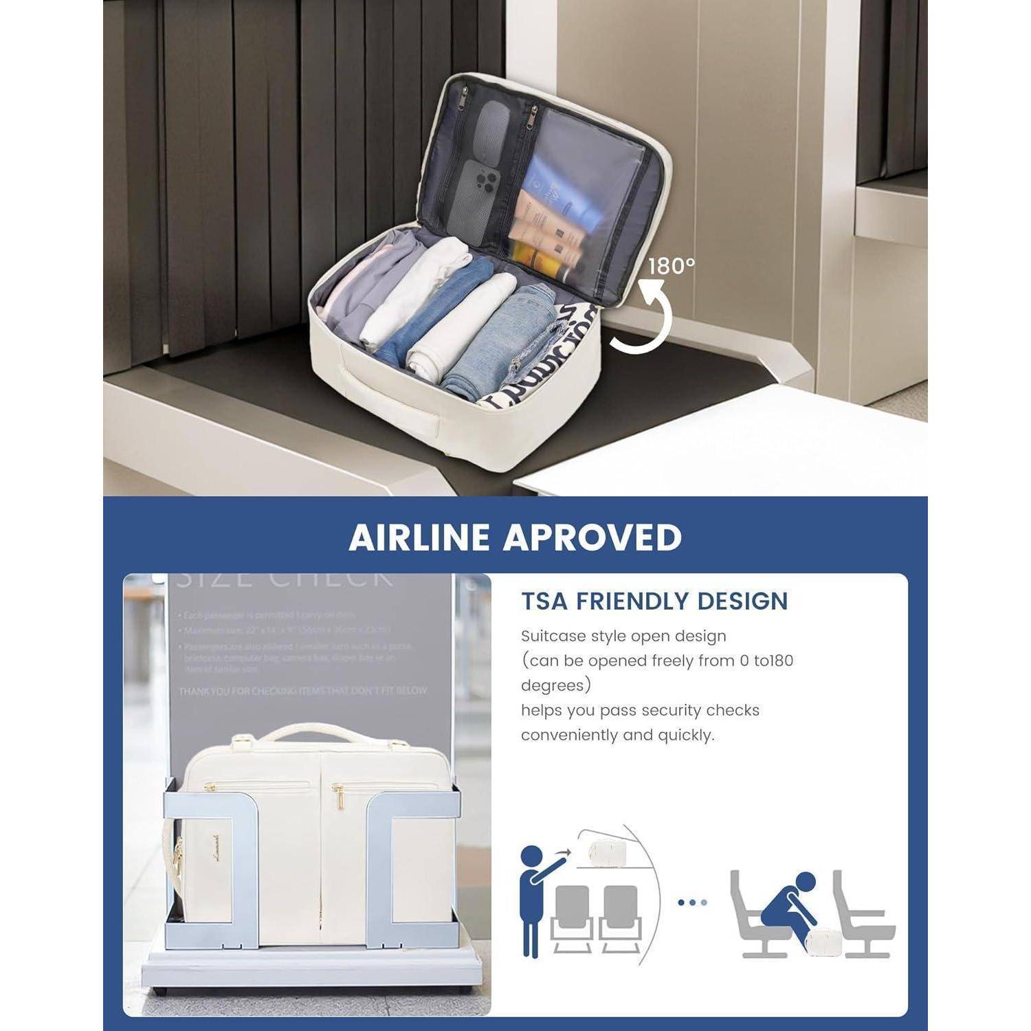 Reiserucksack Handgepäck Flugzeug 40 x 20 x 25 cm (14 Zoll) Beige