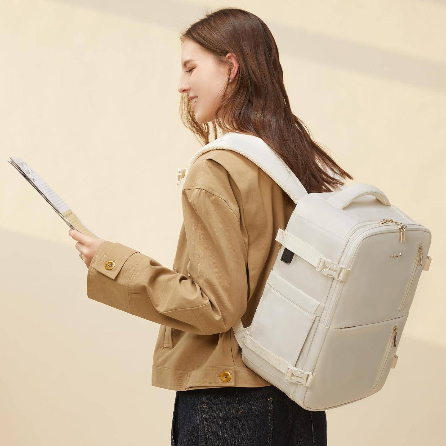 Handgepäck Rucksack Flugzeug Damen Herren 40x30x20 14 Zoll Laptop Grau