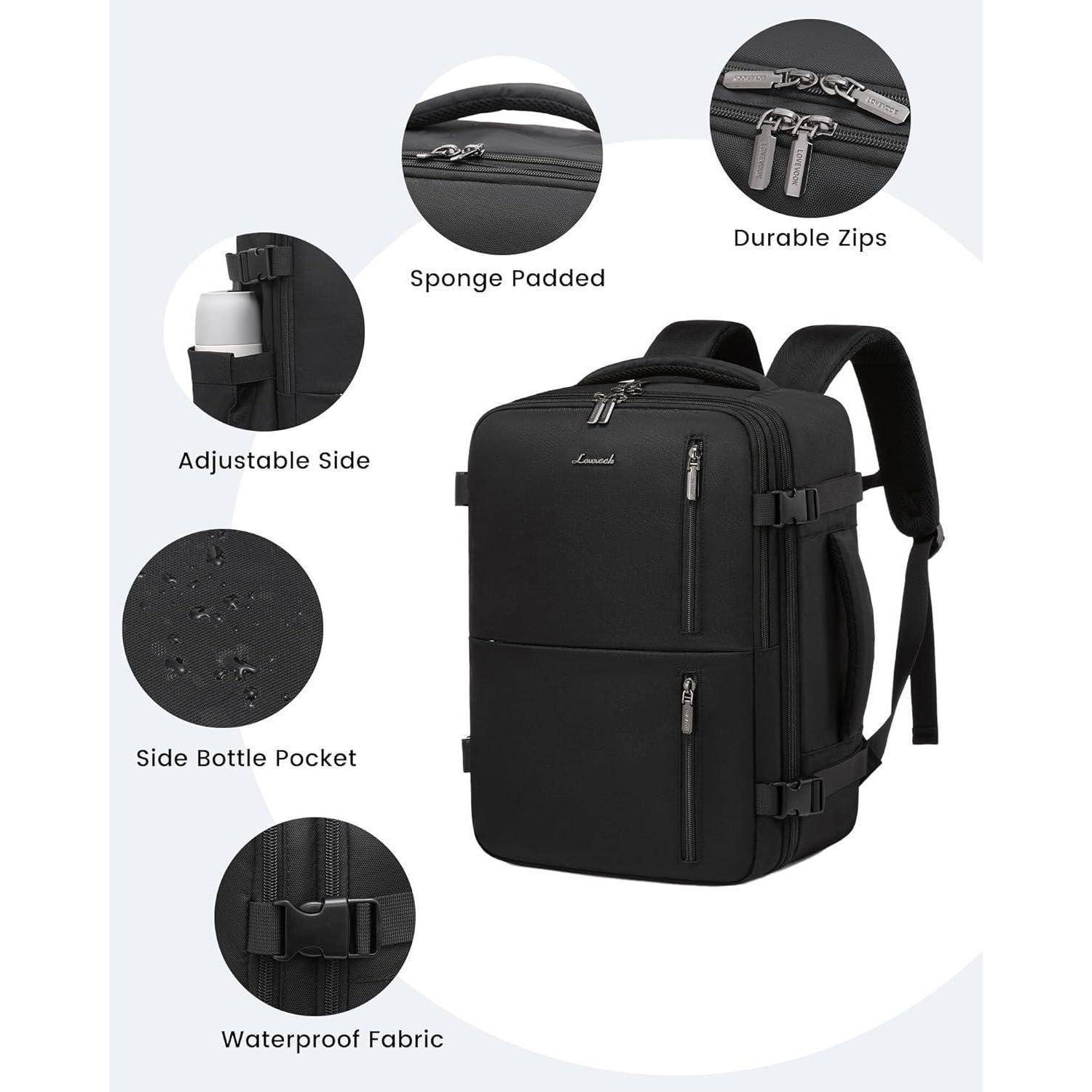 Rucksack Handgepäck Cabin 40x20x25 40 x 20 x 25 cm (14 Zoll) Schwarz