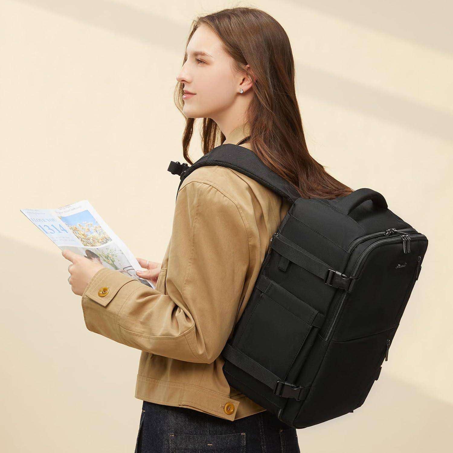 Rucksack Handgepäck Reiserucksack 40 x 30 x 20 cm (14 Zoll) Schwarz