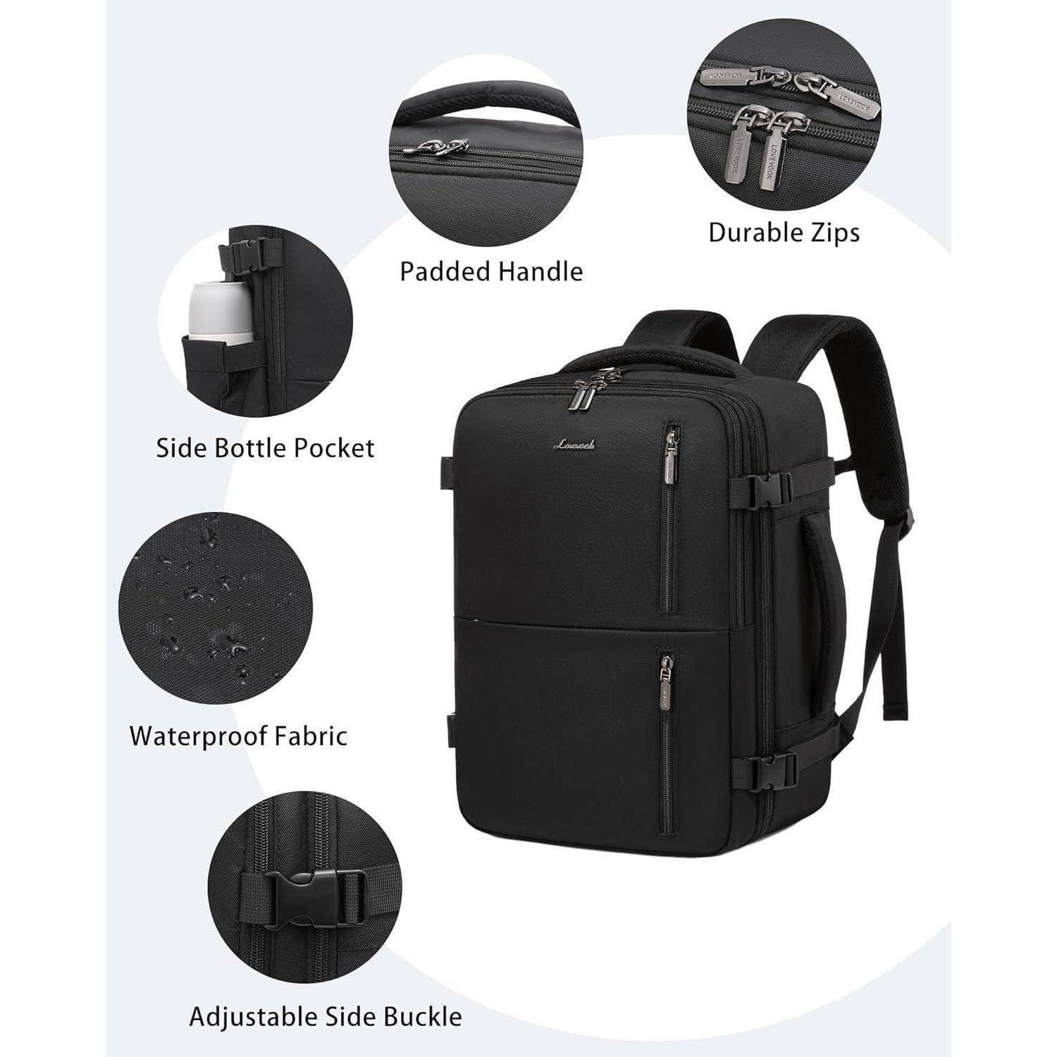 Rucksack Handgepäck Reiserucksack 40 x 30 x 20 cm (14 Zoll) Schwarz