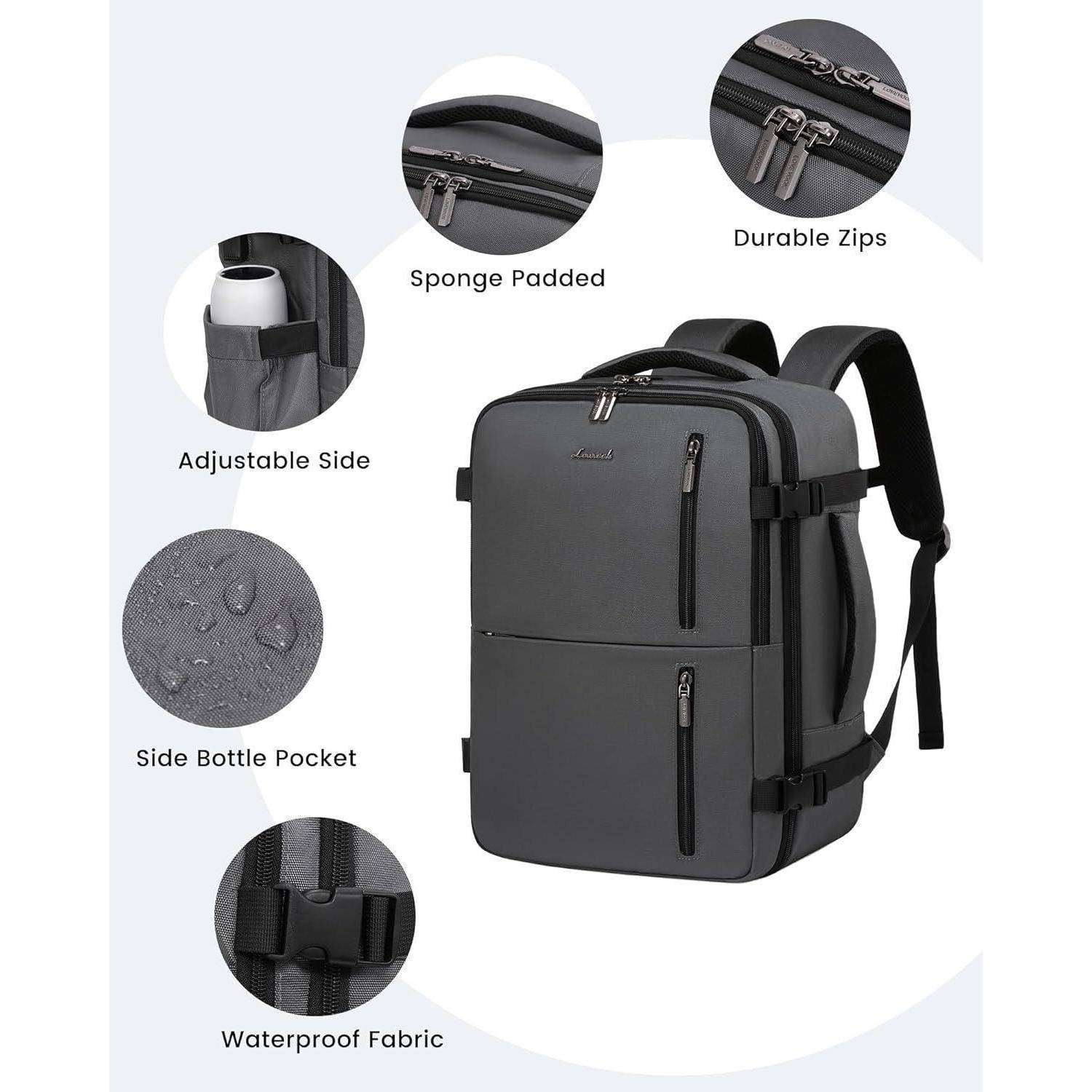 Rucksack Handgepäck Flugzeug 20l Laptop 40 x 20 x 25 cm (14 Zoll) Grau