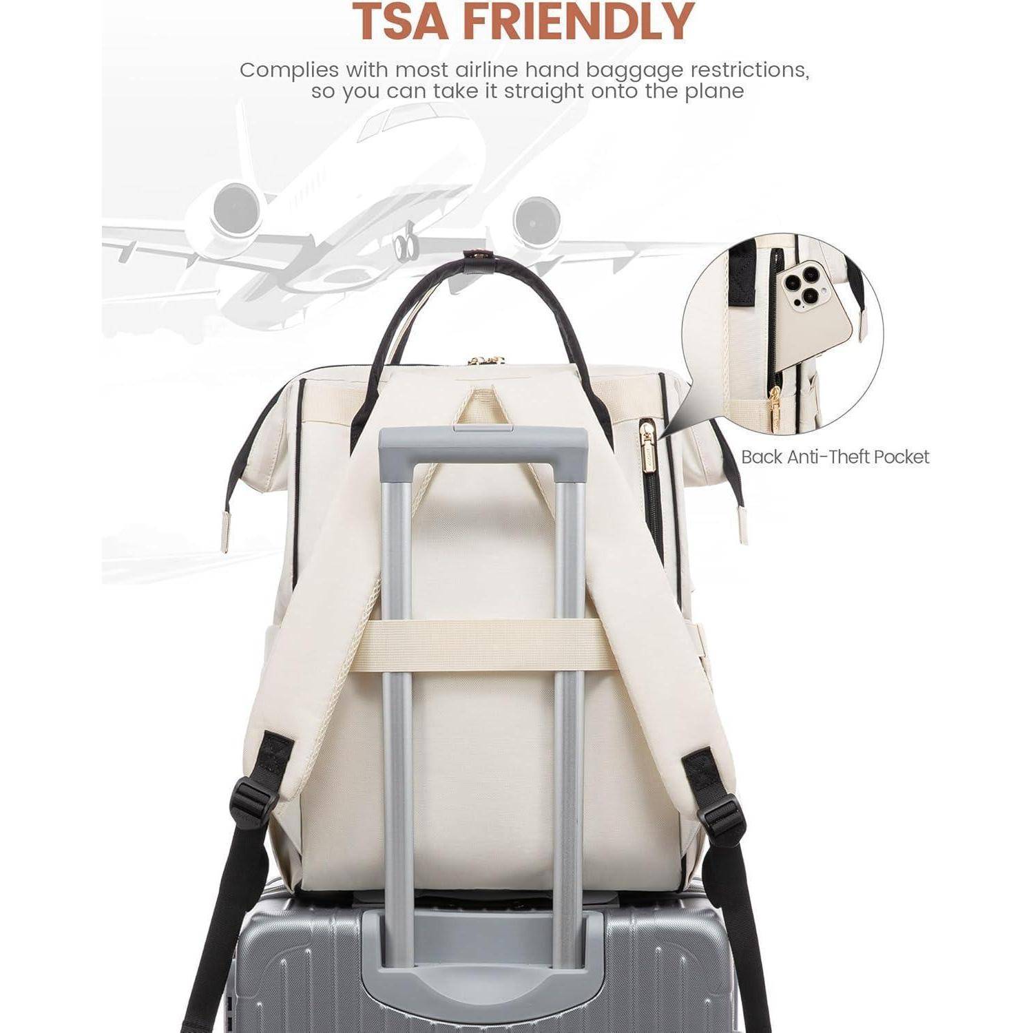 Rucksack Damen 17 Zoll Zoll Laptop 17,3 Zoll Beige Schwarz