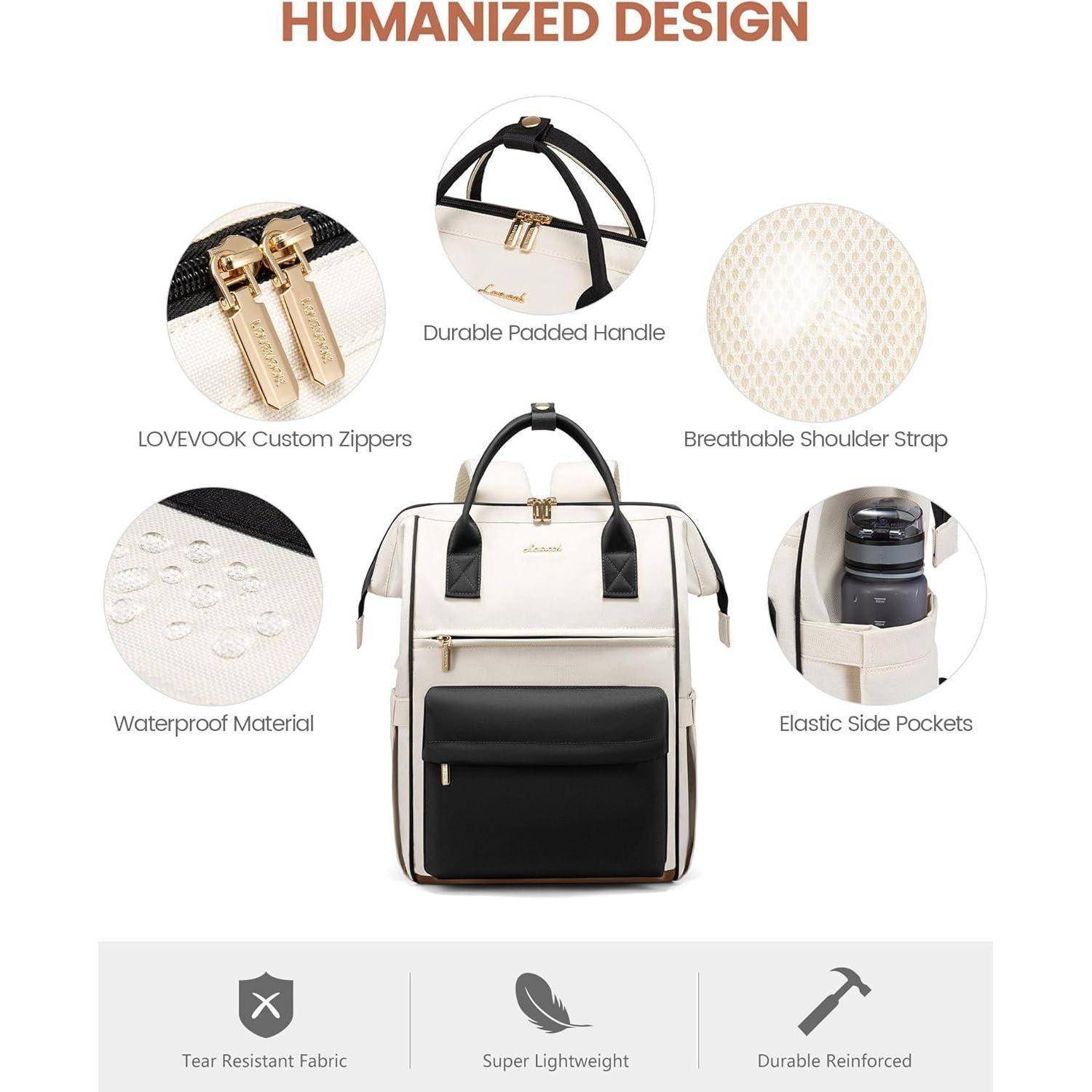 Damen Rucksack 15,6 Zoll Laptop Arbeitstasche Wasserdichter Backpack