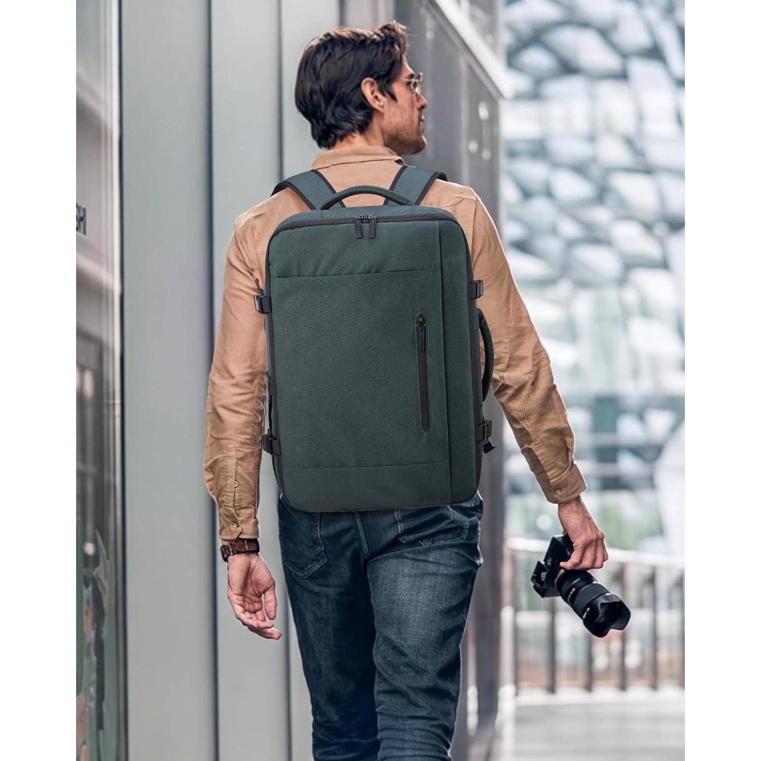 Reiserucksack Handgepäck 40L Kofferrucksack 17,3 Zoll Dunkelgrün